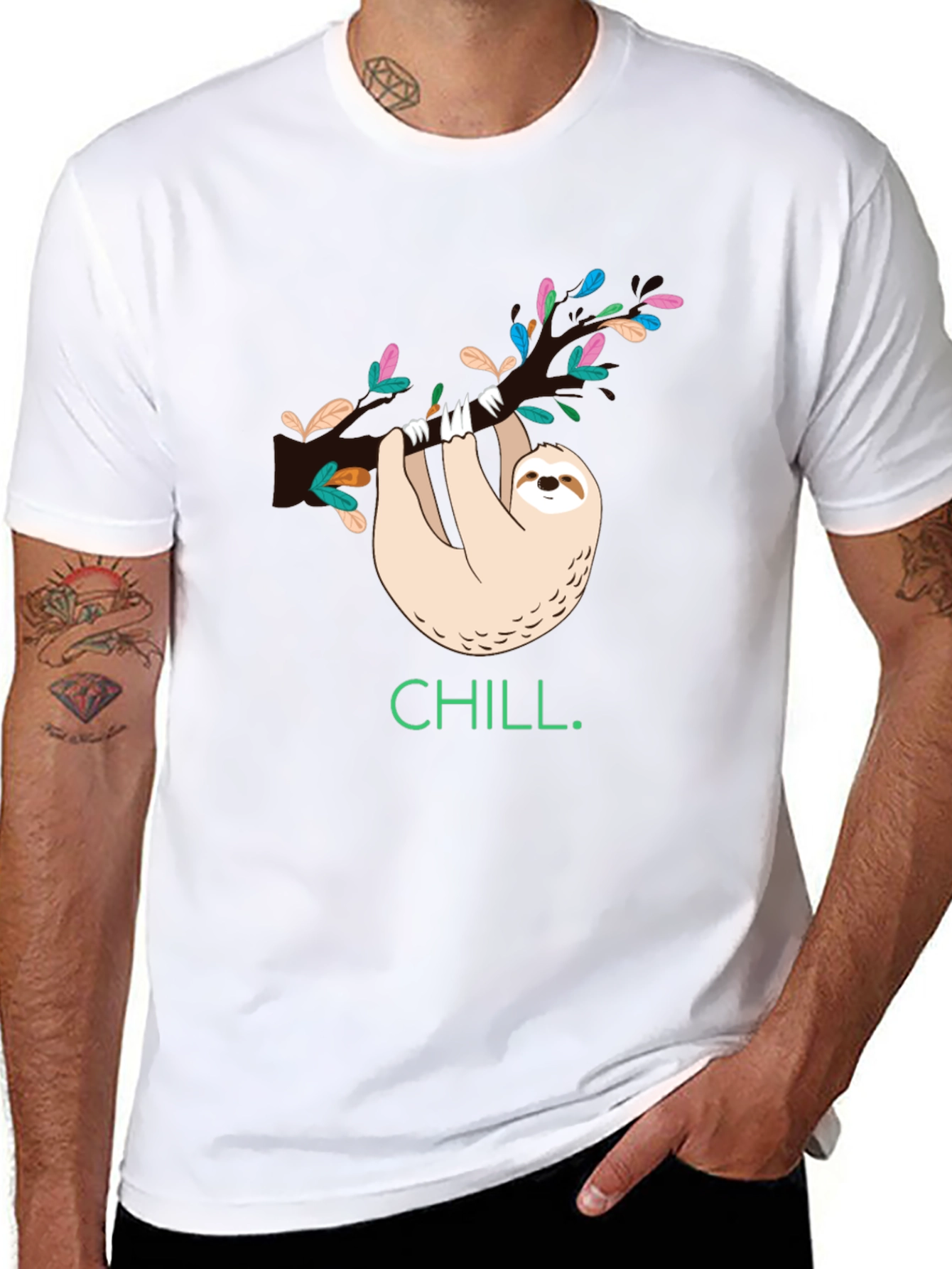 Black Chill Sloth Graphic T-Shirt - Relaxed & Stylish Tee view 8