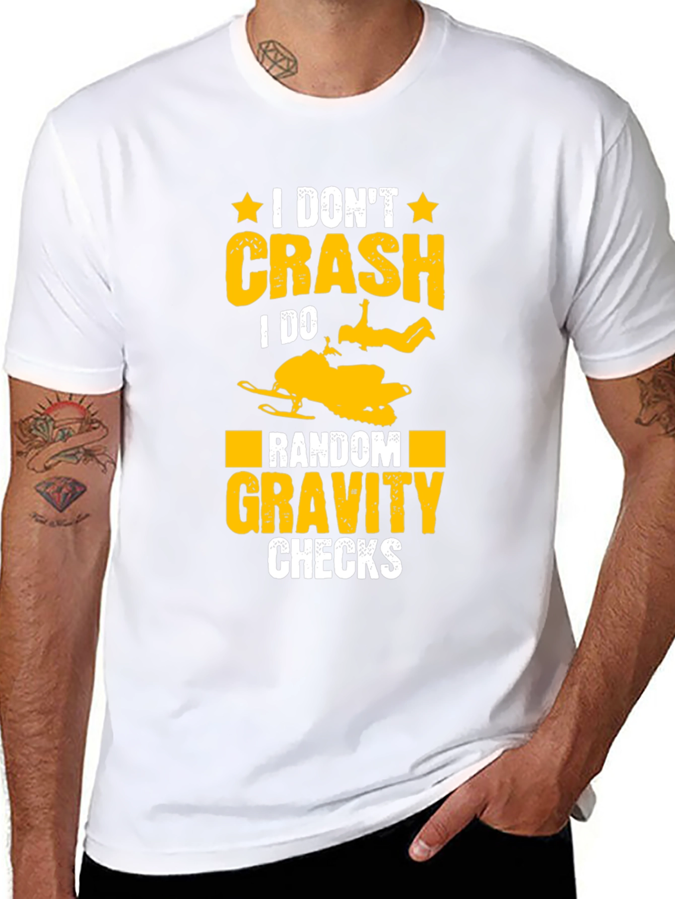 Black Funny Snowmobile T-Shirt: Random Gravity Checks view 8