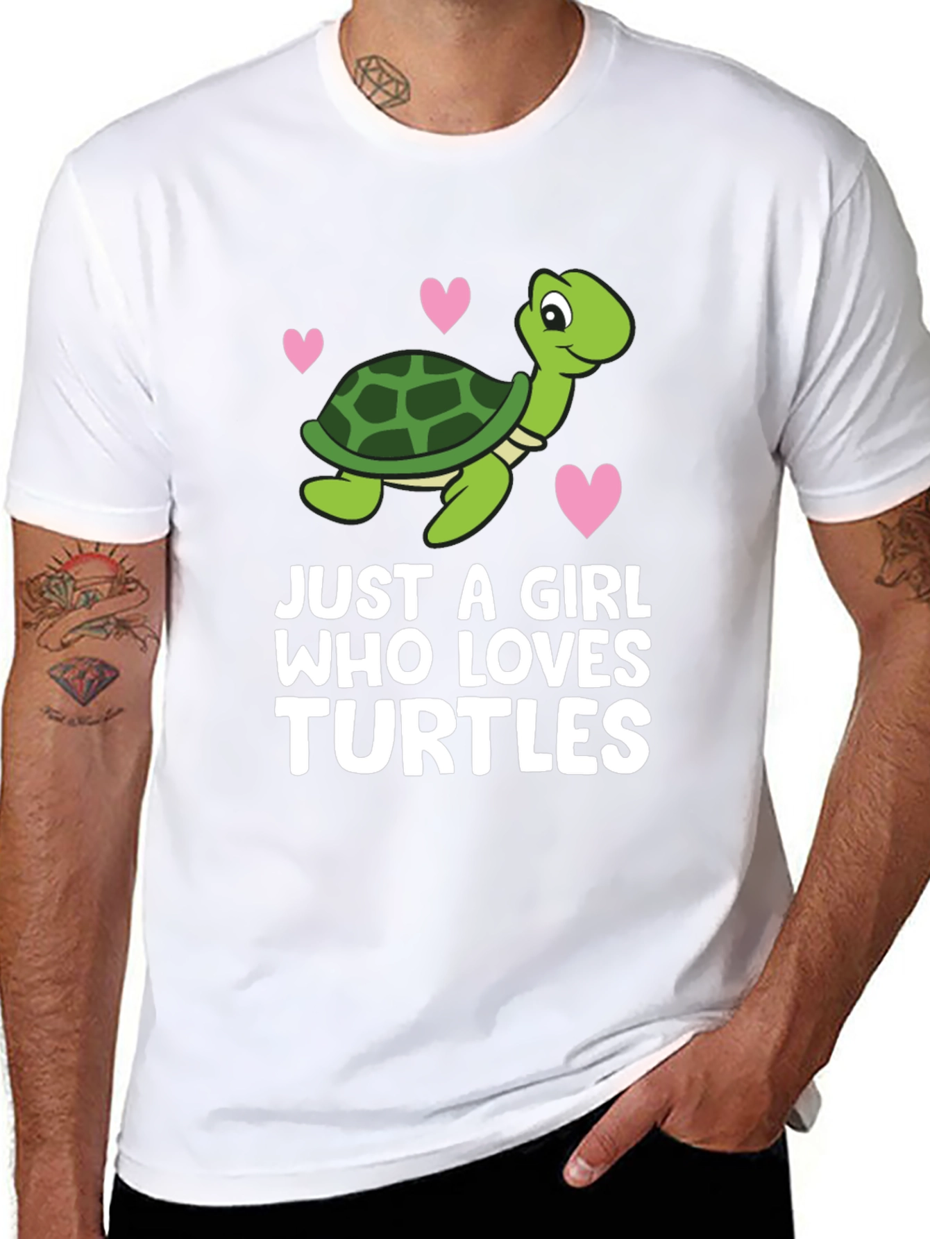 Black Cute Turtle Lover Tee - "Just A Girl Who Loves Turtles" view 8