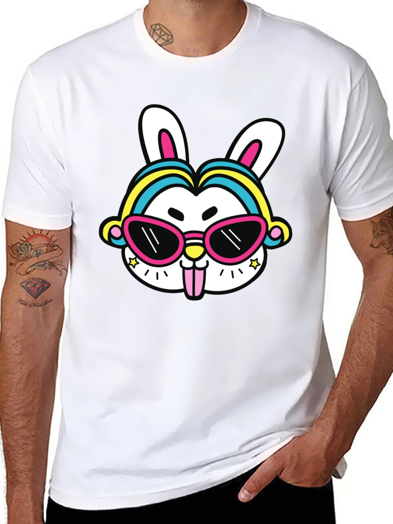 Black Cool Rabbit Graphic Tee view 8