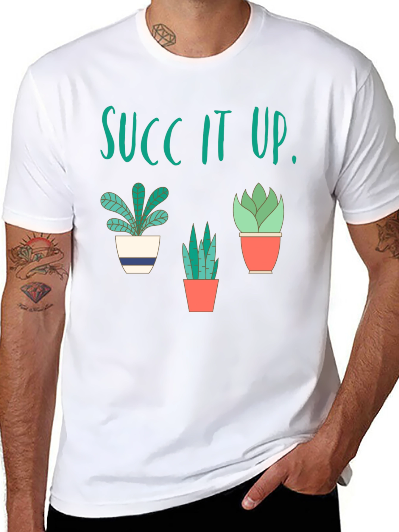 Black Succ It Up! Graphic T-Shirt - Funny Plant Lover Tee view 8