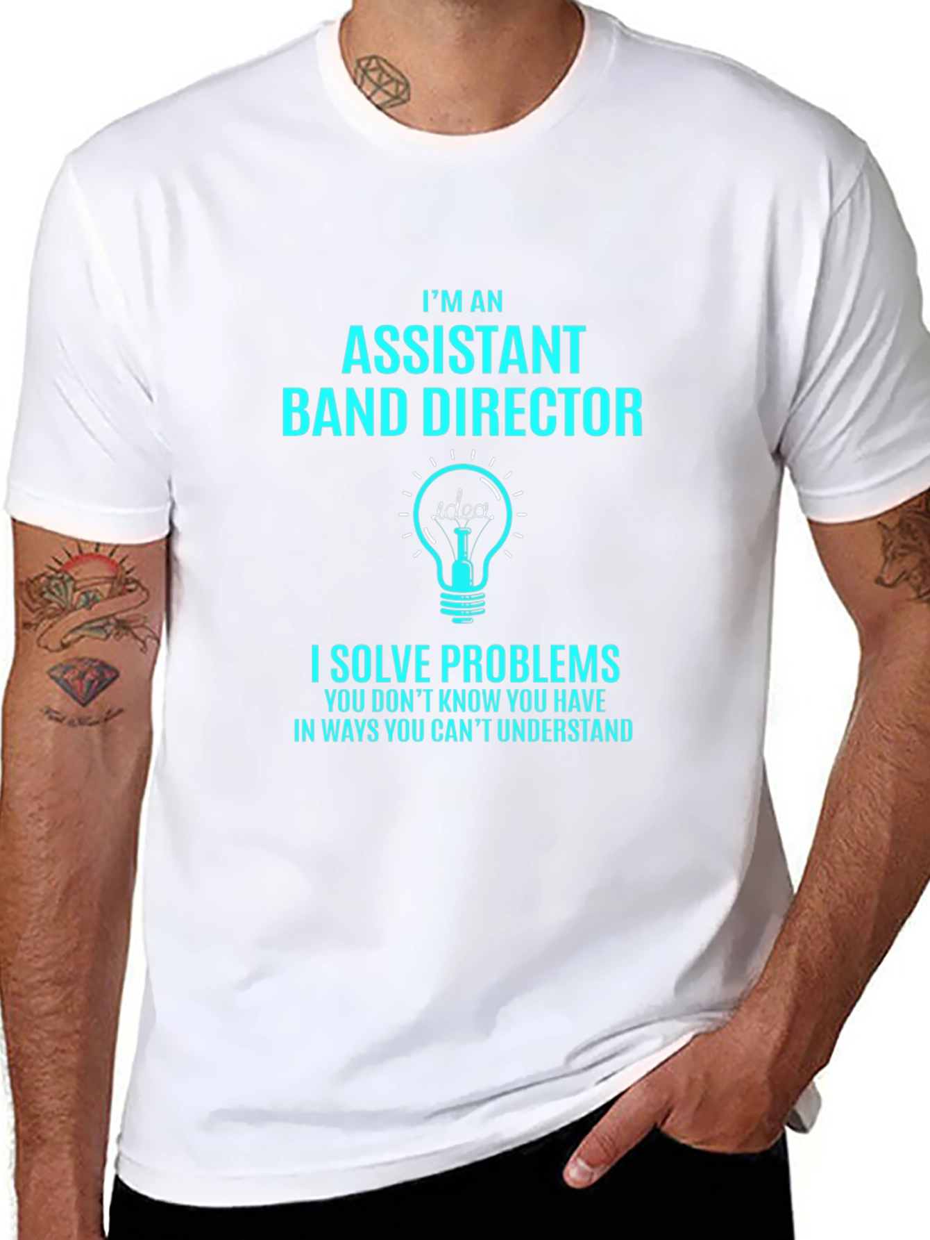 Black Assistant Band Director T-Shirt: I Solve Problems Tee view 8