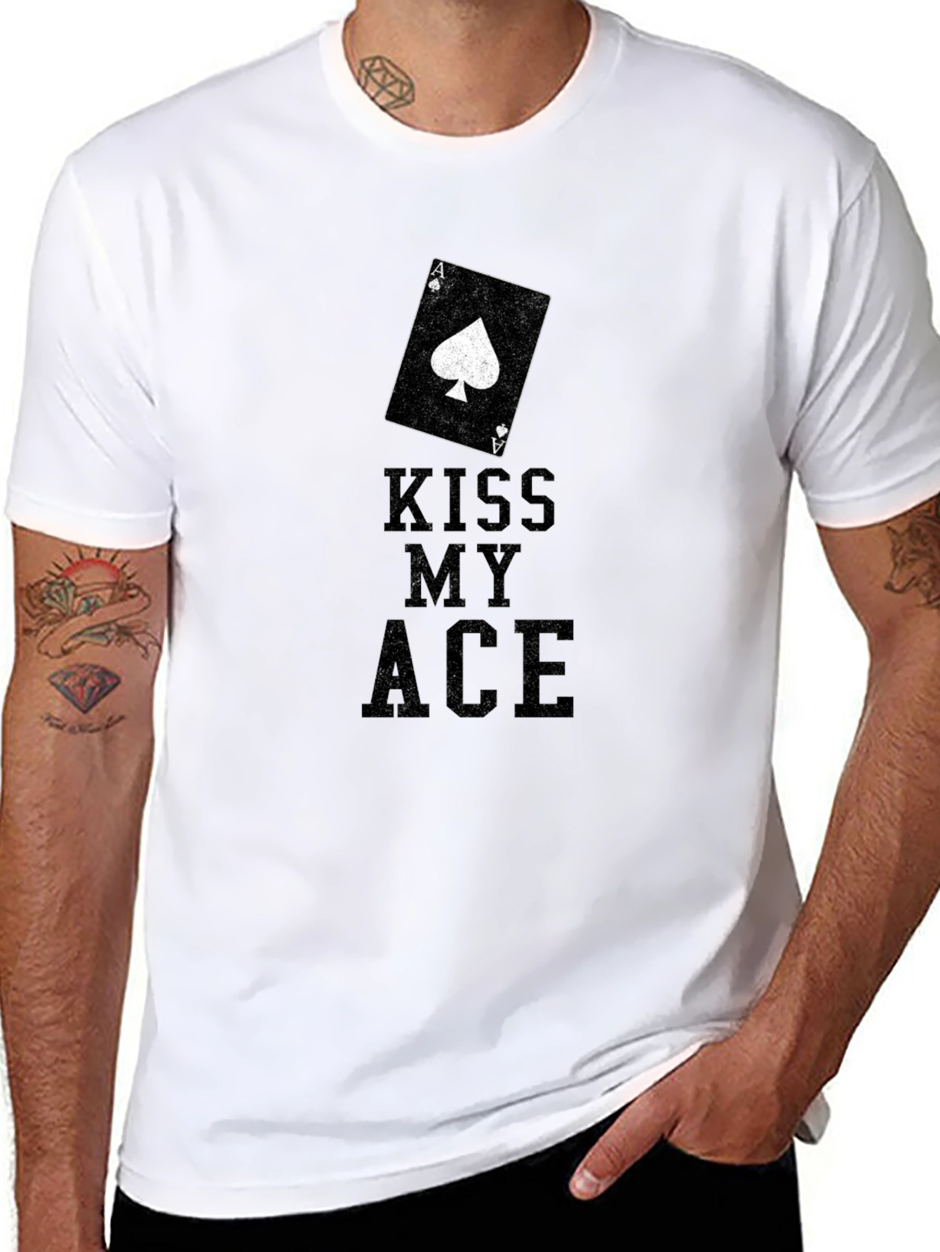 Black Kiss My Ace Black Graphic T-Shirt view 8
