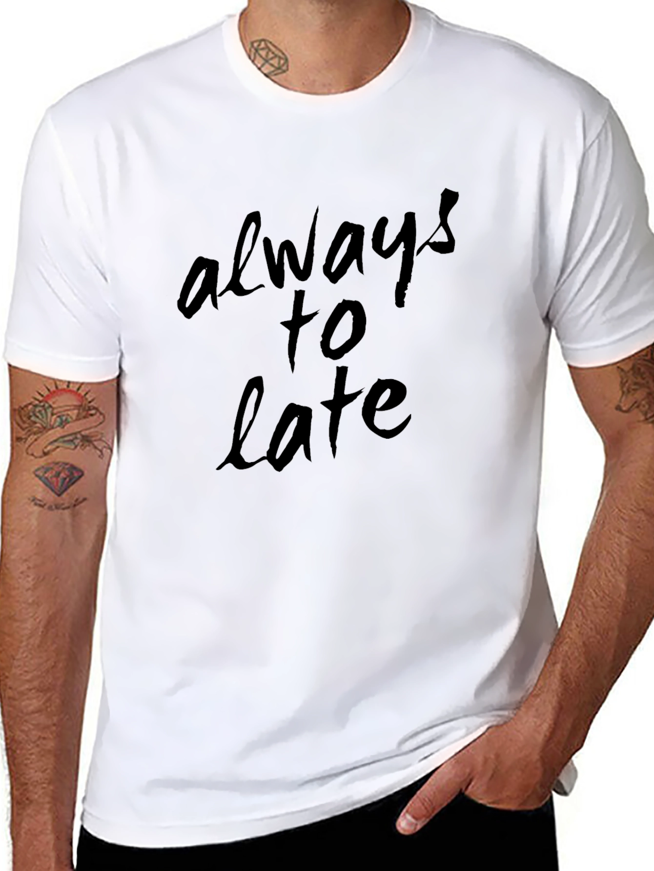 Black Always Too Late Graphic Black T-Shirt view 8