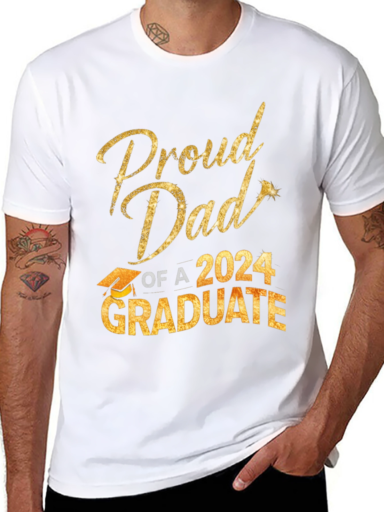 Black Proud Dad of a 2024 Graduate T-Shirt view 8