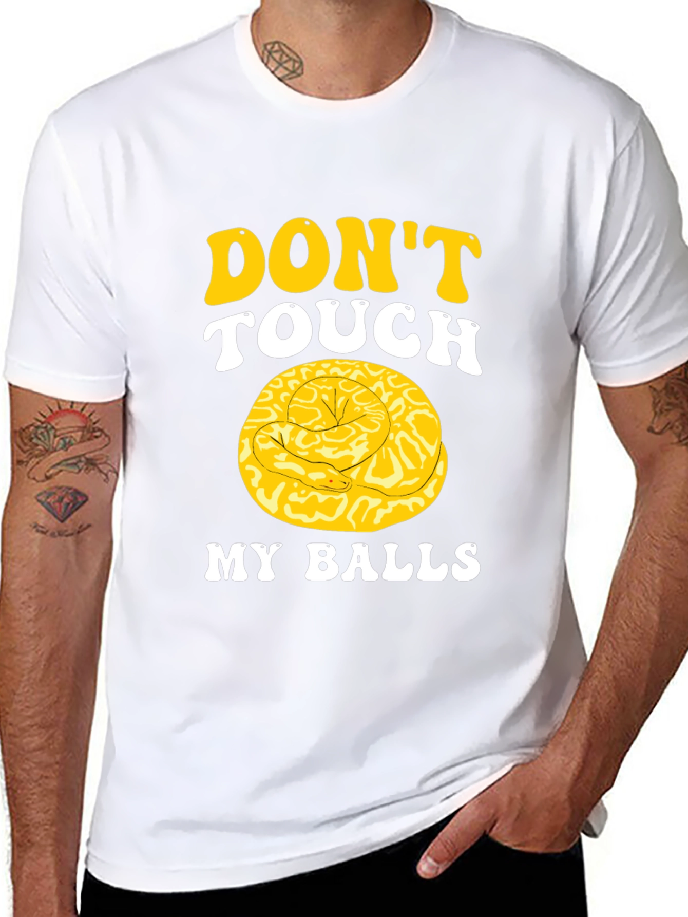 Black Don't Touch My Balls Funny Snake T-Shirt view 8