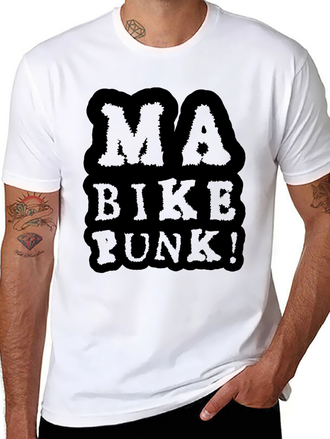 Black Ma Bike Punk Graphic Tee - Black Cotton T-Shirt view 8