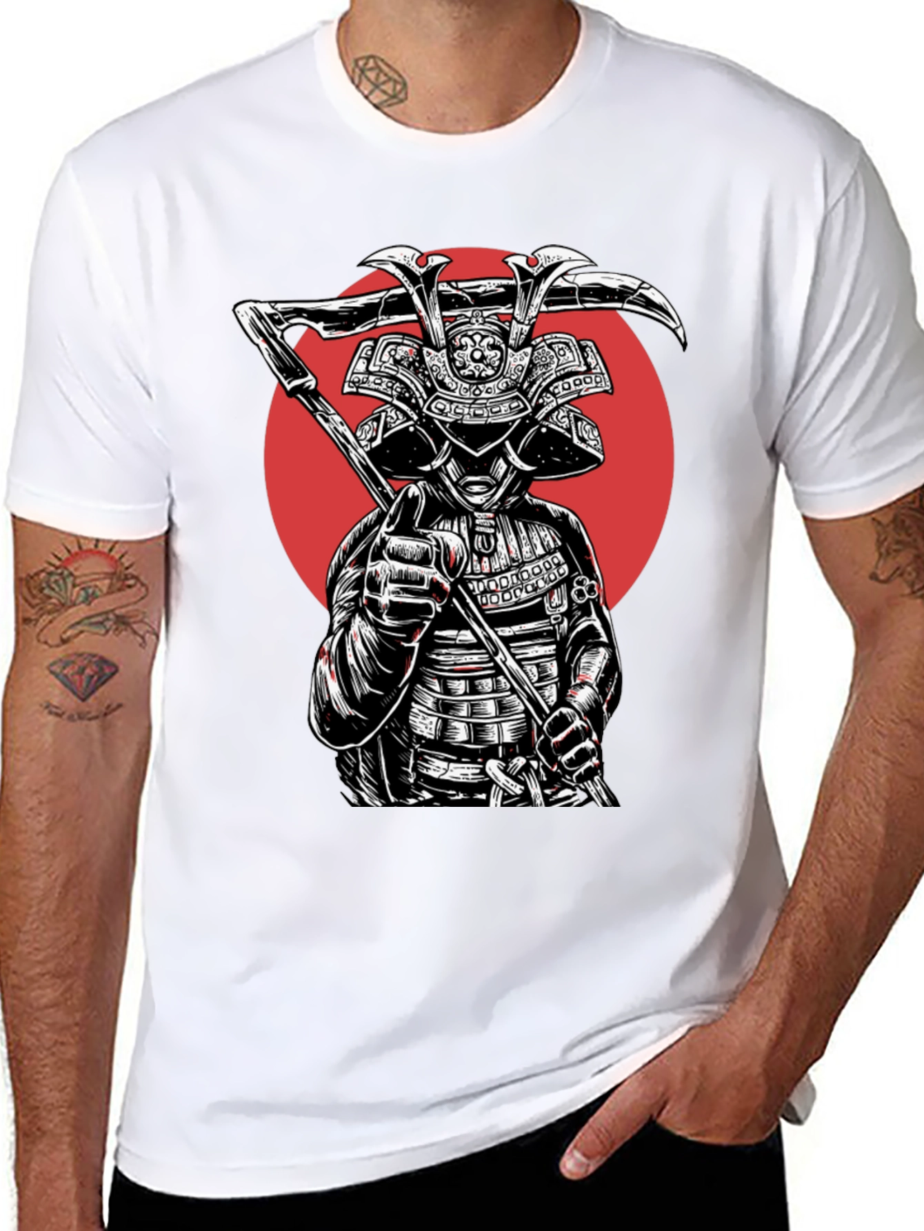 Black Samurai Warrior Graphic Tee - Black Cotton Blend view 8