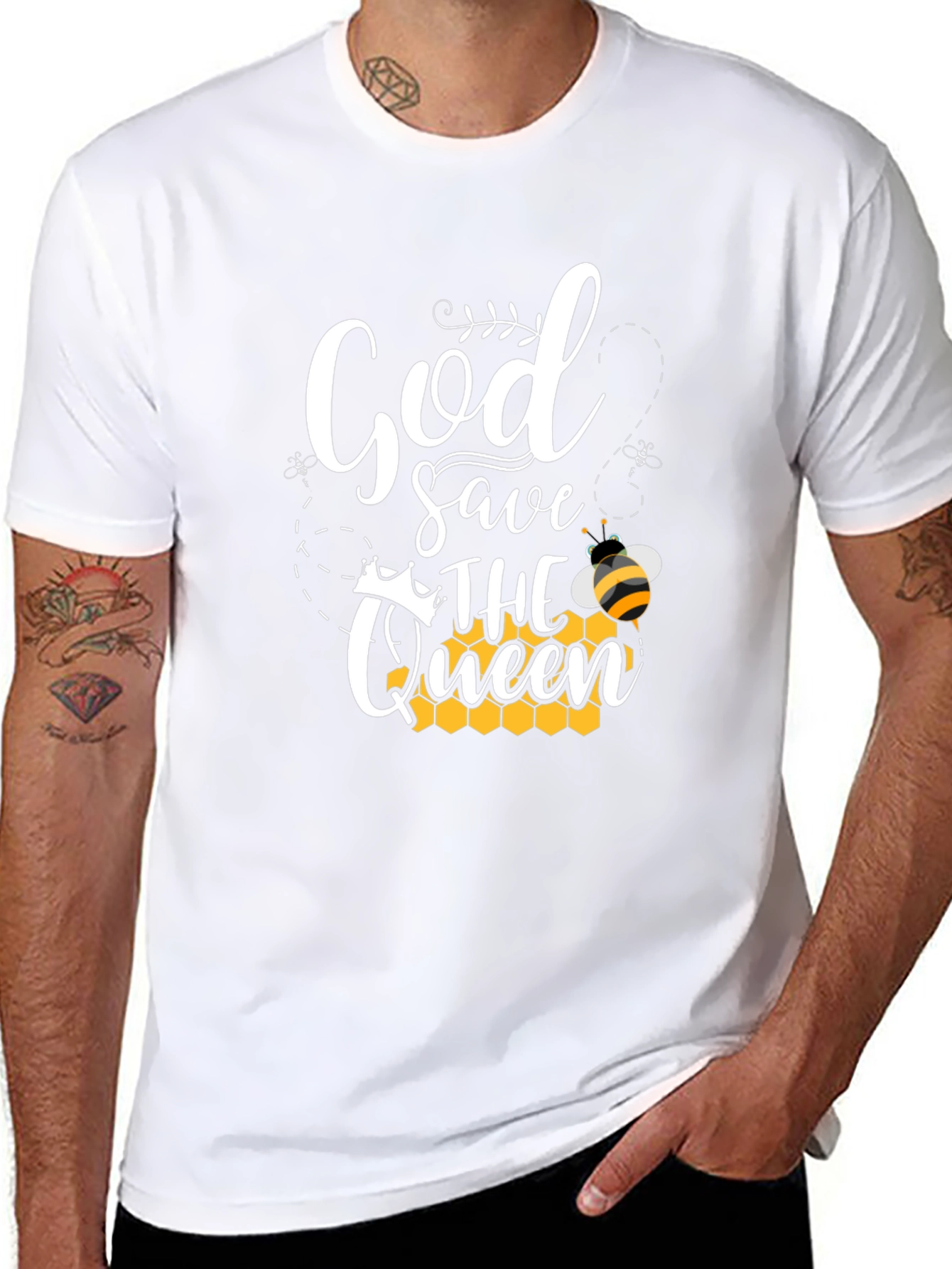 Black God Save The Queen Bee T-Shirt view 8