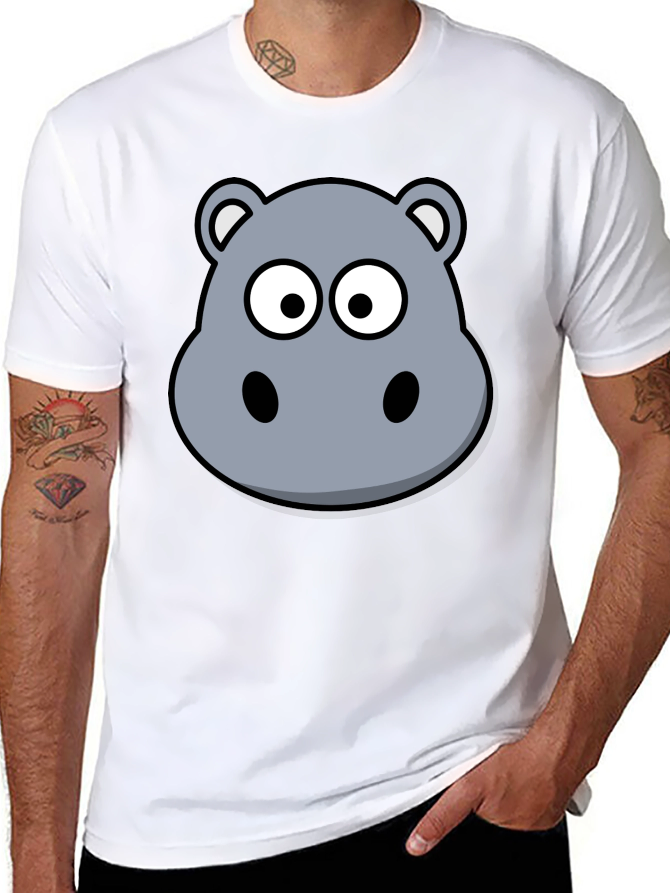 Black Hippo Graphic Print Black T-Shirt view 8