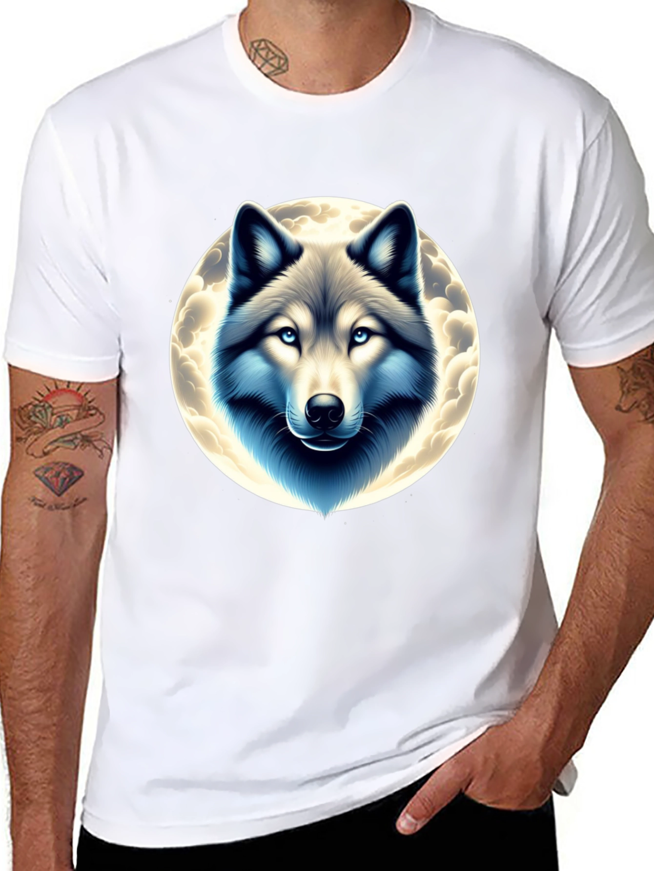 Black Wolf Moon Graphic Tee - Black Cotton Blend view 8