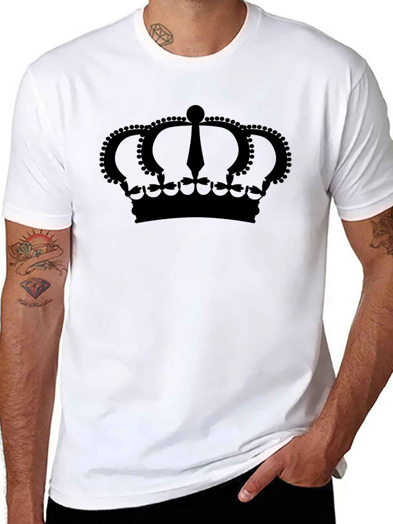 Black Crown Graphic Print Black T-Shirt view 8
