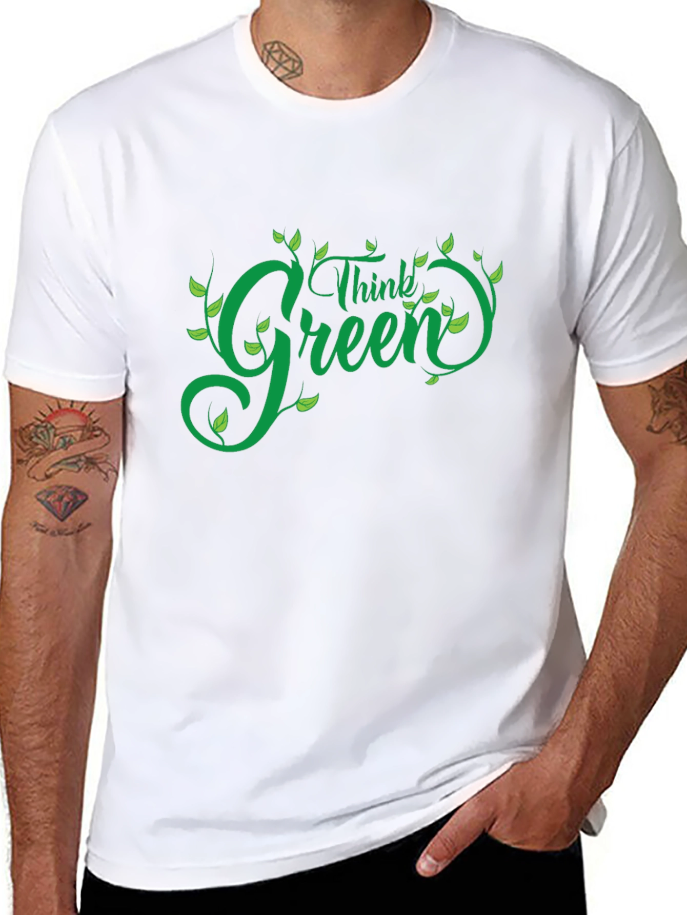 Black Think Green T-Shirt - Eco Friendly Design view 8