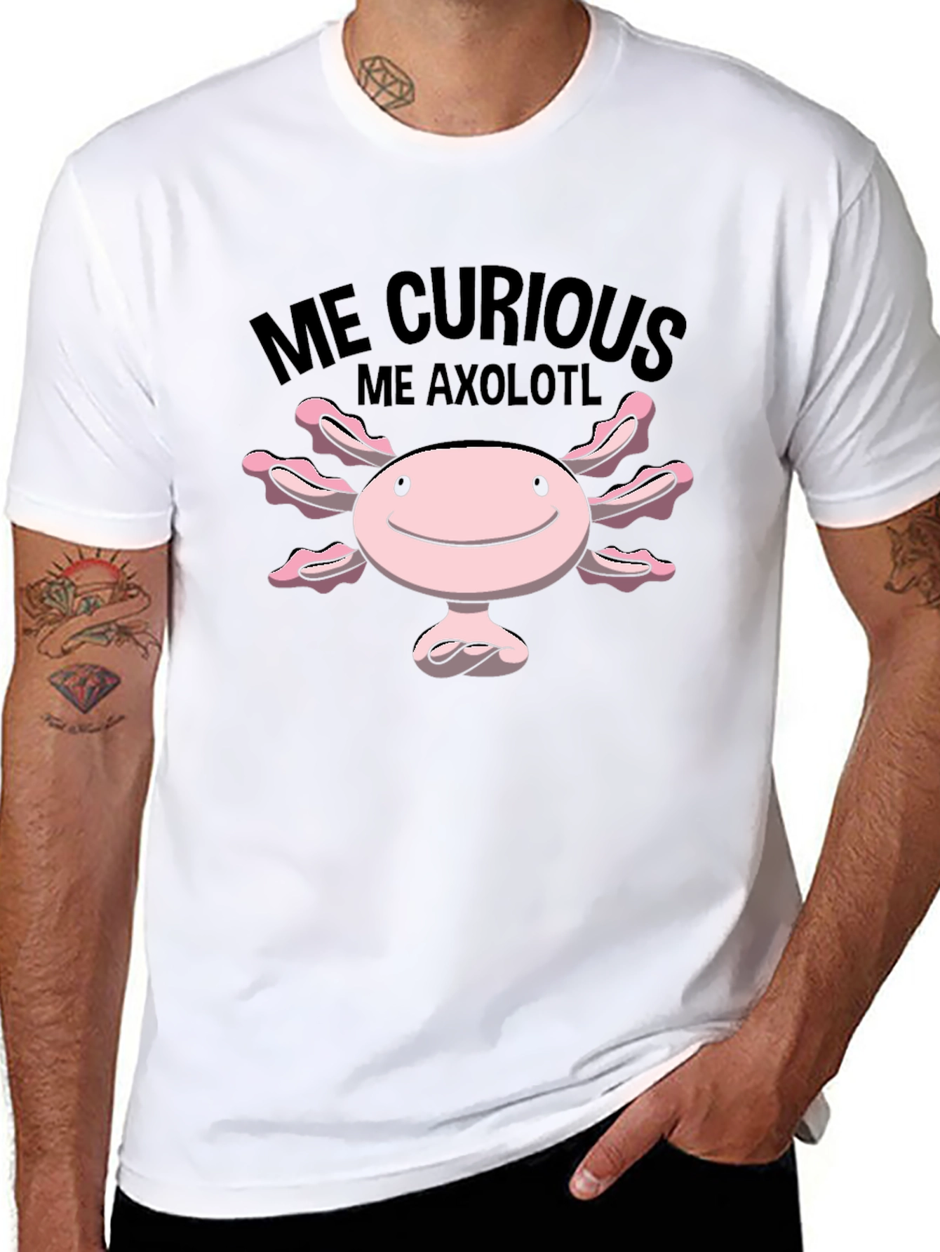 Black Me Curious Me Axolotl Graphic Tee - Black view 8