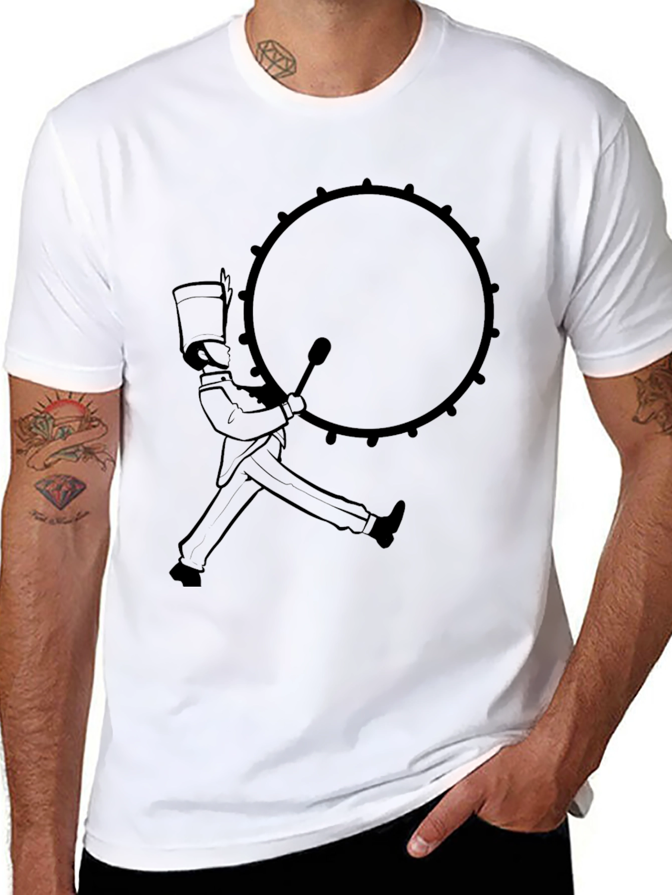 Black Marching Band Drummer T-Shirt view 8