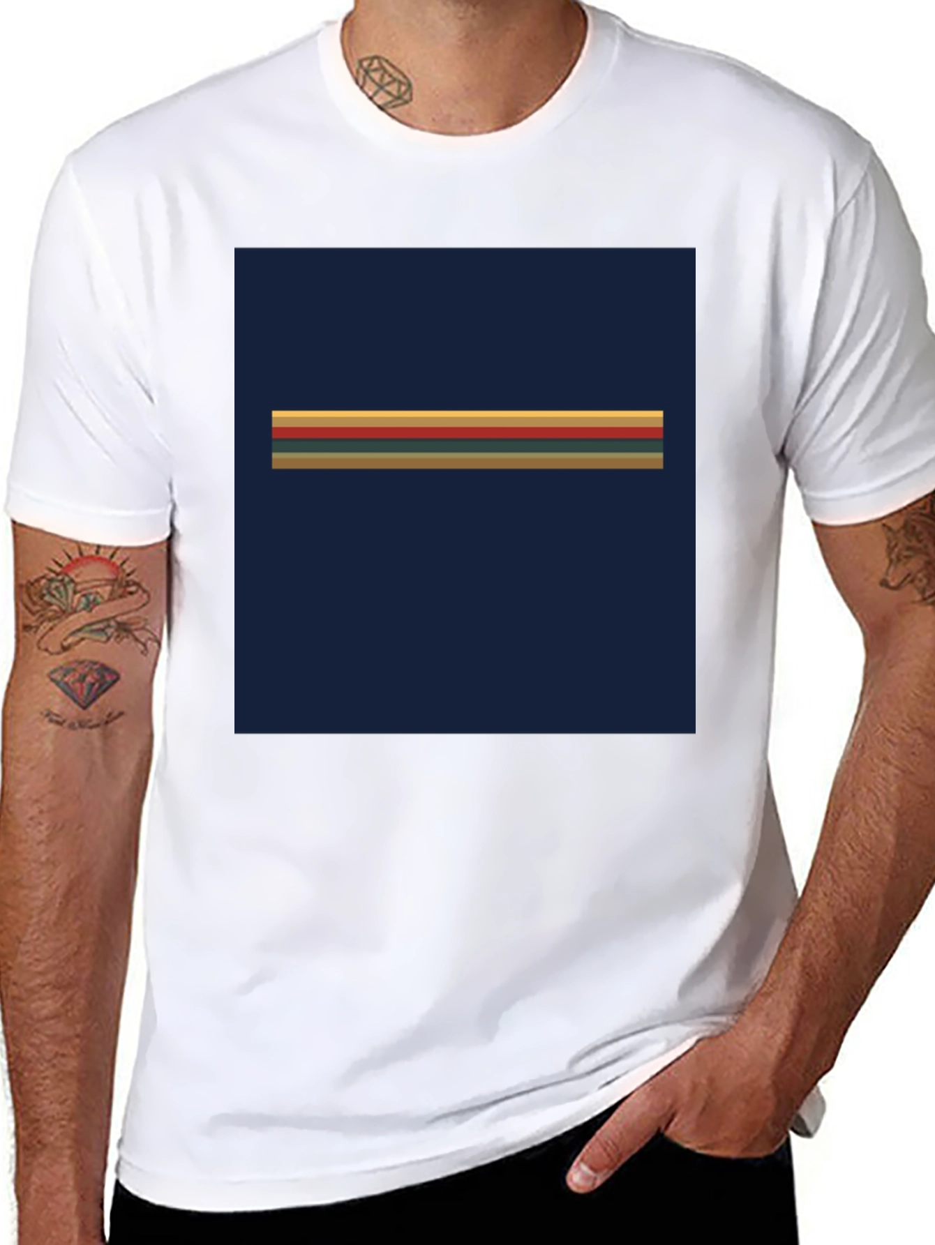 Black Retro Stripe Graphic Tee - Dr. Who Inspired view 8