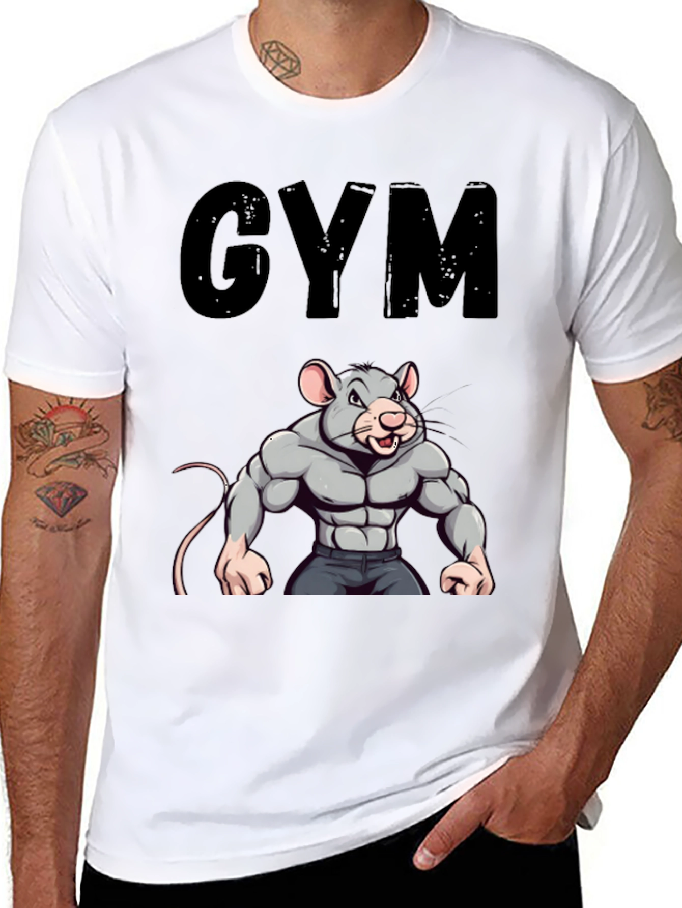 Black Gym Rat T-Shirt - Funny Workout Tee view 8