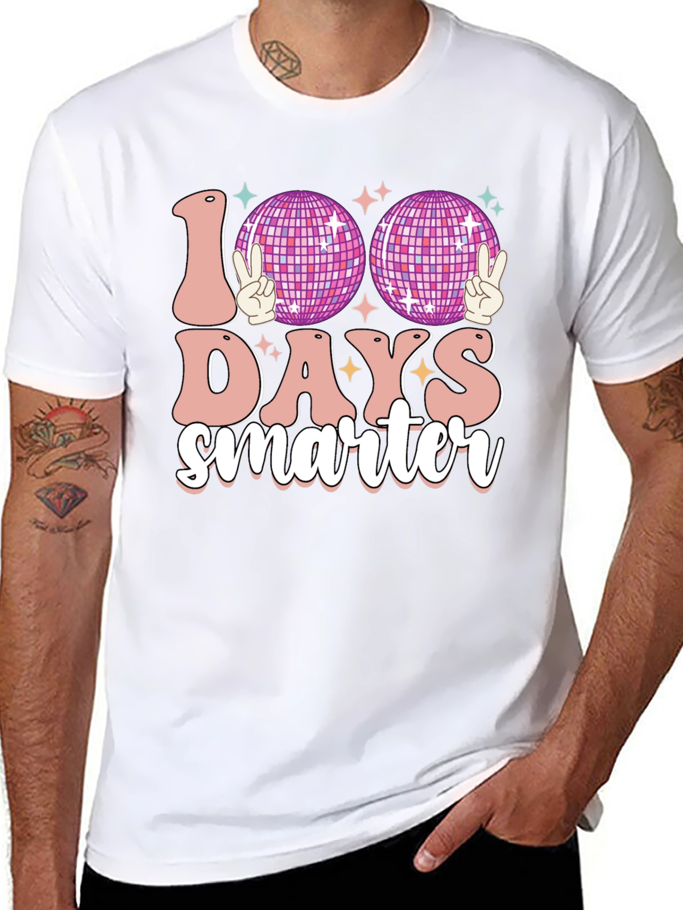 Black 100 Days Smarter Disco Ball T-Shirt view 8
