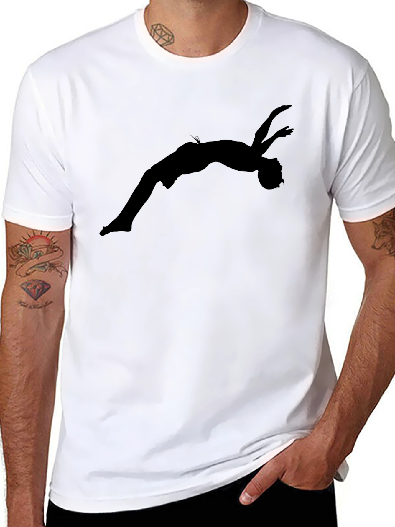 Black Black T-Shirt with Acrobat Silhouette Graphic view 8