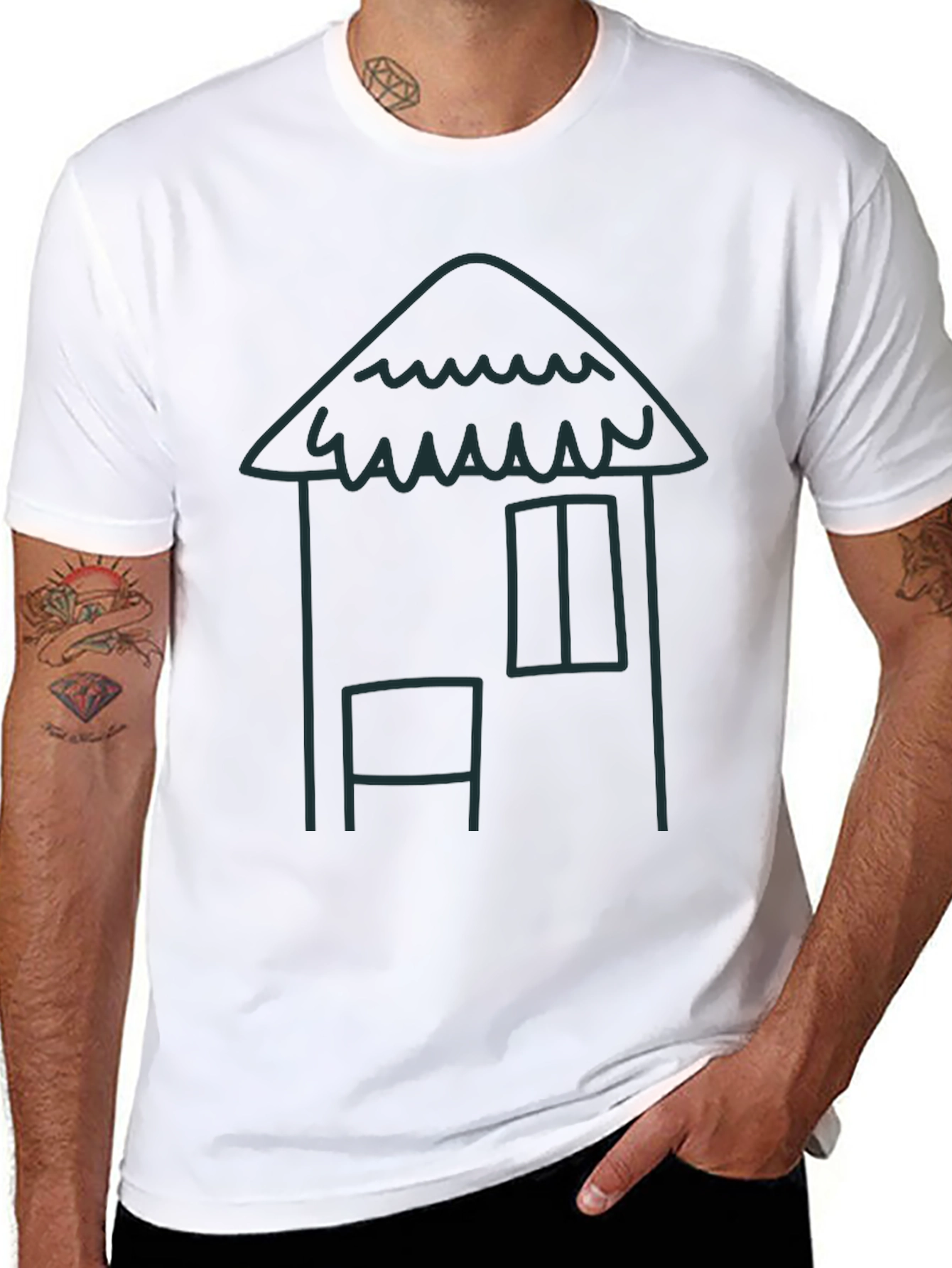 Black Whimsical House Tee - Casual Comfort view 8
