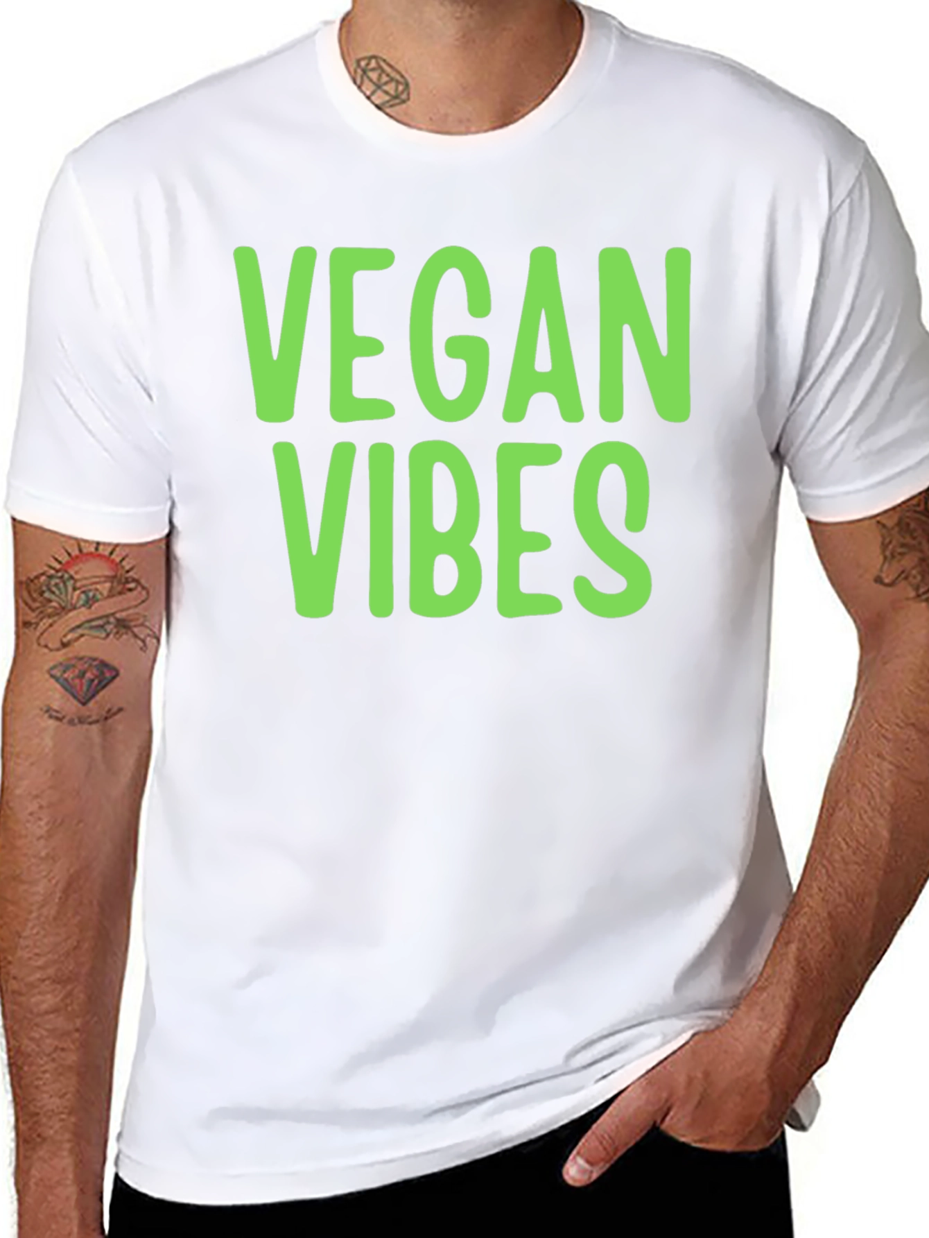 Vegan Vibes T-Shirt - Black, Casual Style - 8