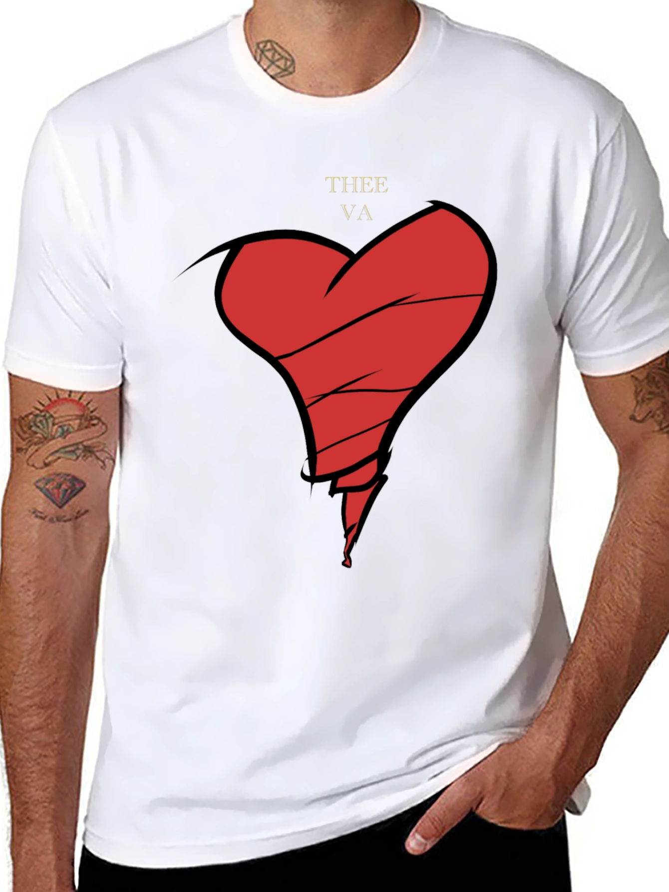 Black Broken Heart Graphic Tee - Men's Black T-Shirt view 8