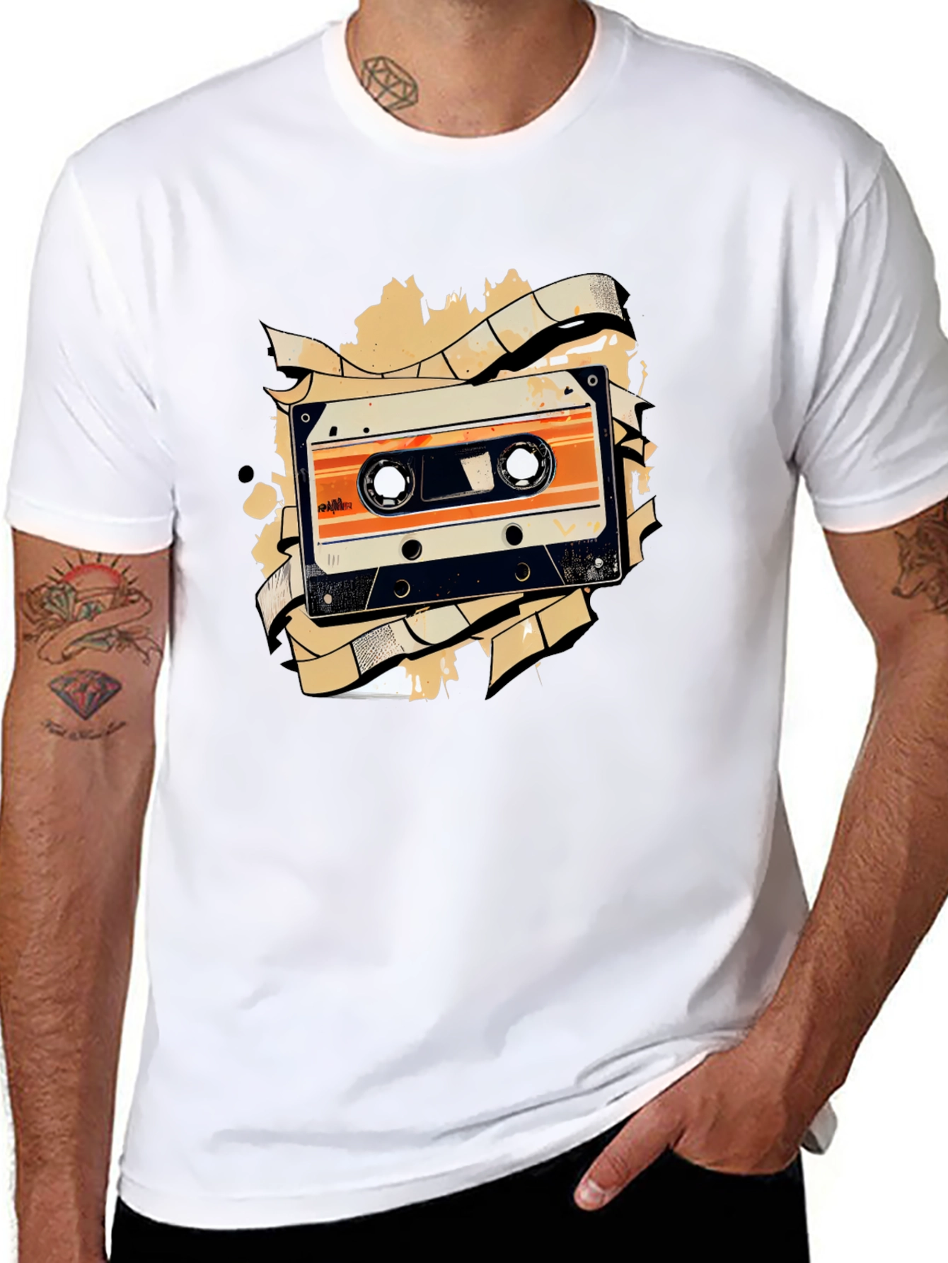Black Retro Cassette Tape Graphic Tee - Black view 8