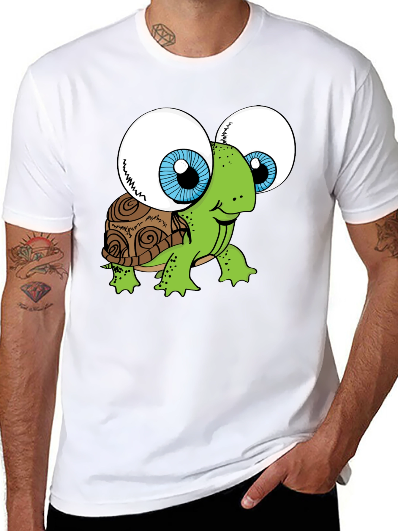 Black Funny Turtle Googly Eyes Black T-Shirt view 8