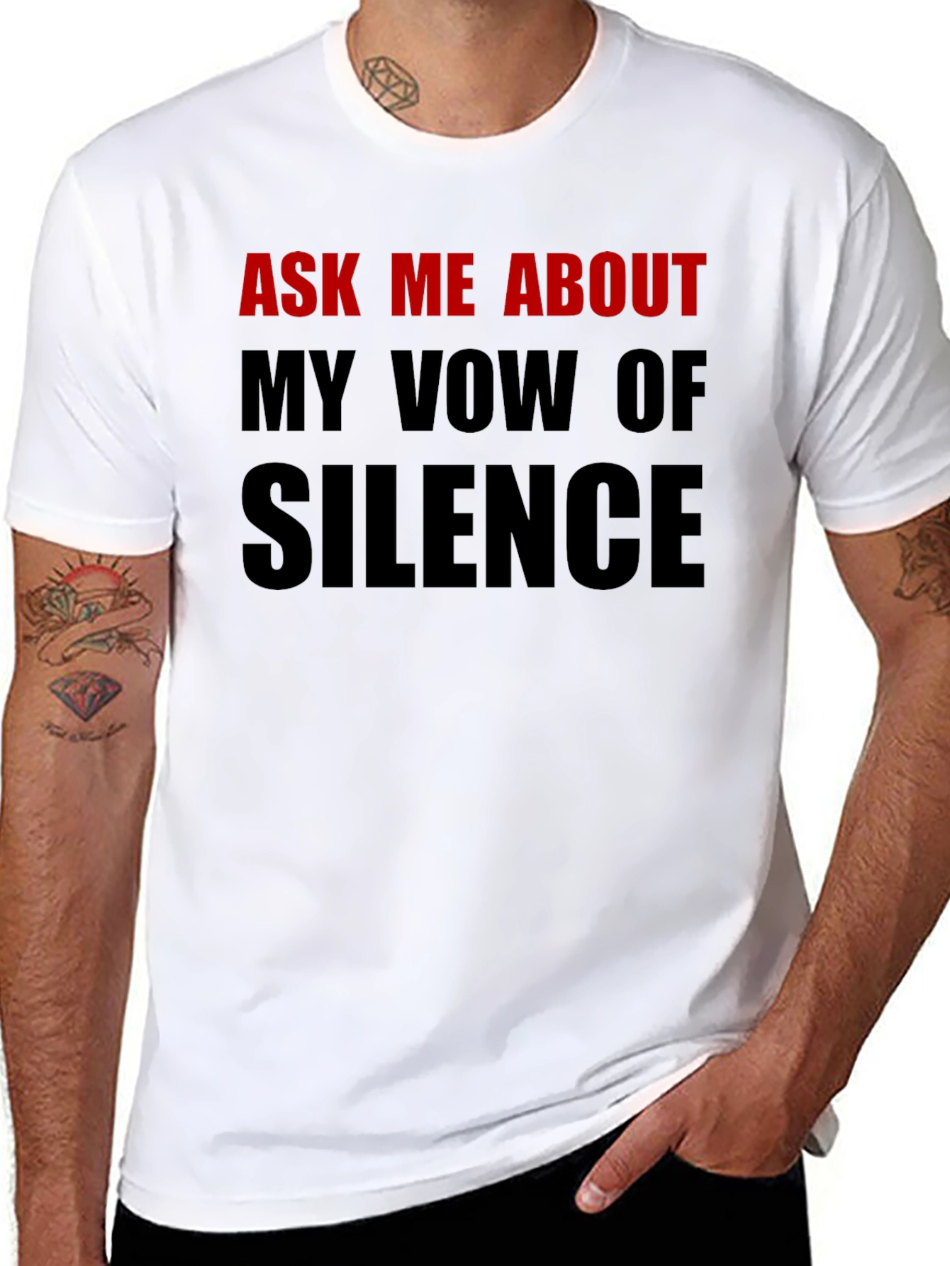 Black Ask Me About My Vow of Silence T-Shirt view 8