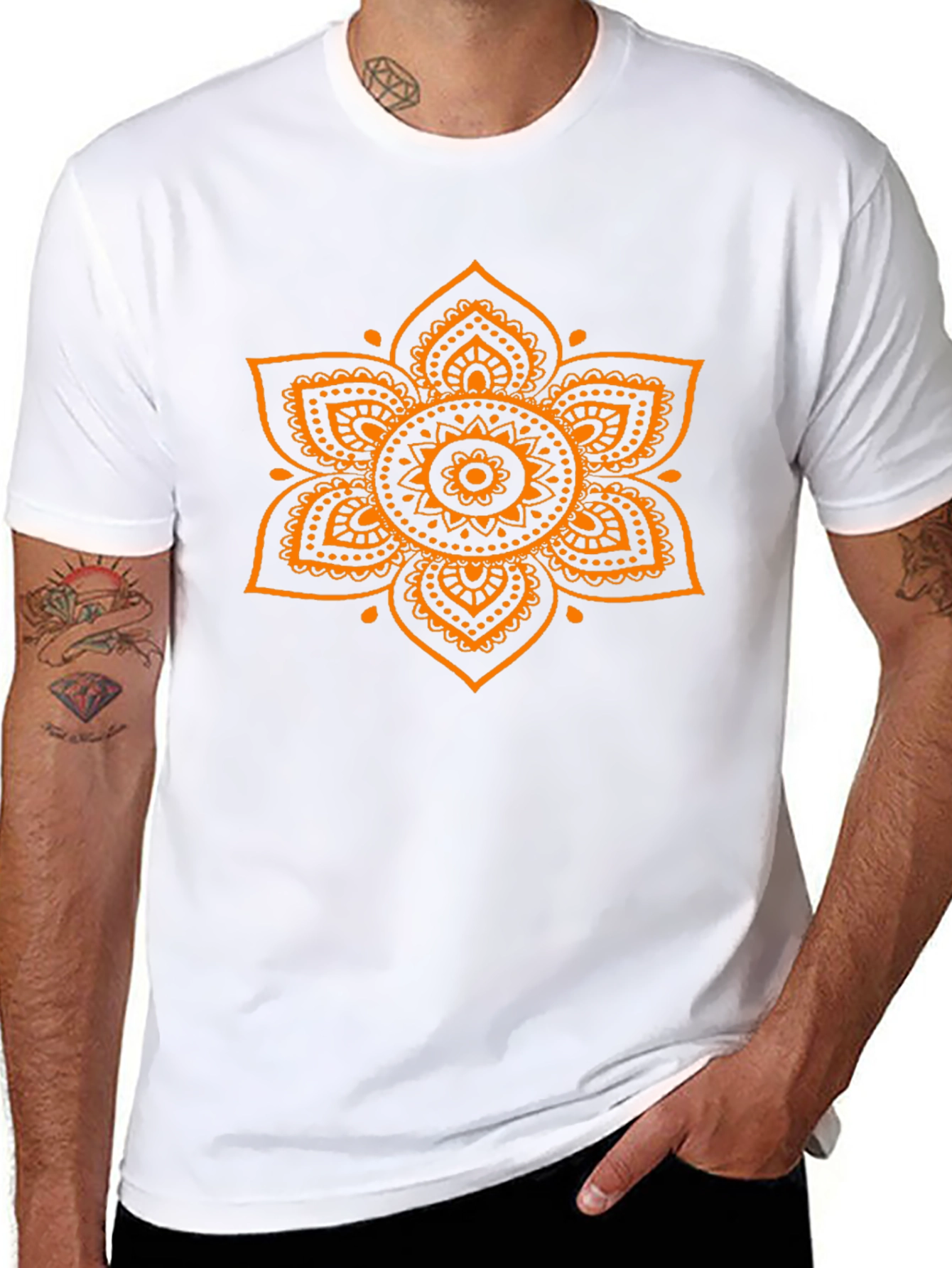 Black Black Tee with Mandala Print view 8