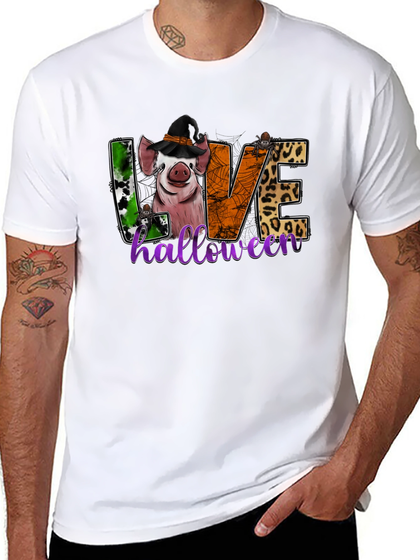 Black Halloween Pig Graphic T-Shirt view 8