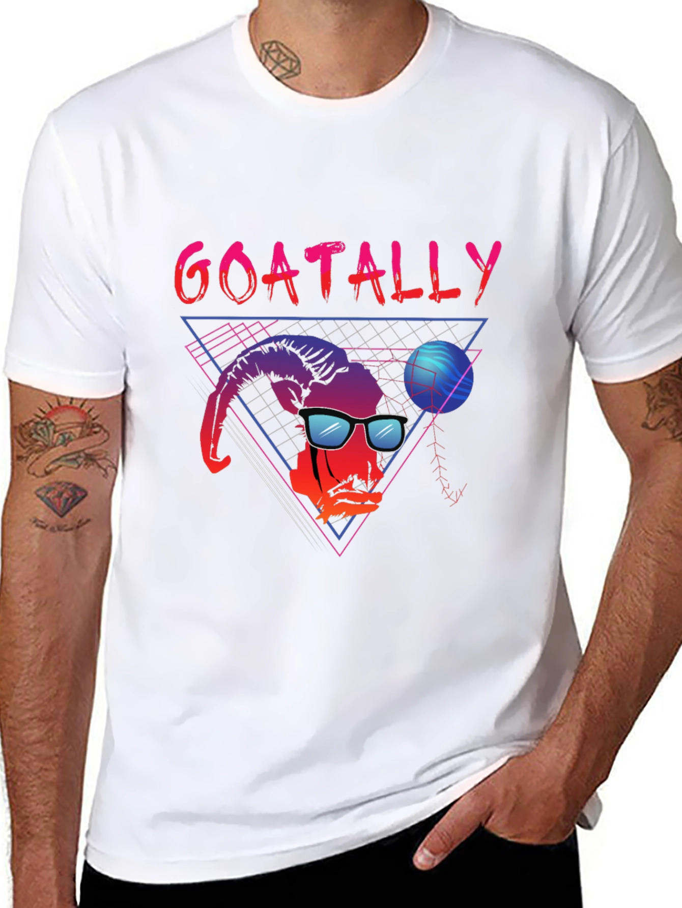 Black Goatally Awesome Retro T-Shirt view 8
