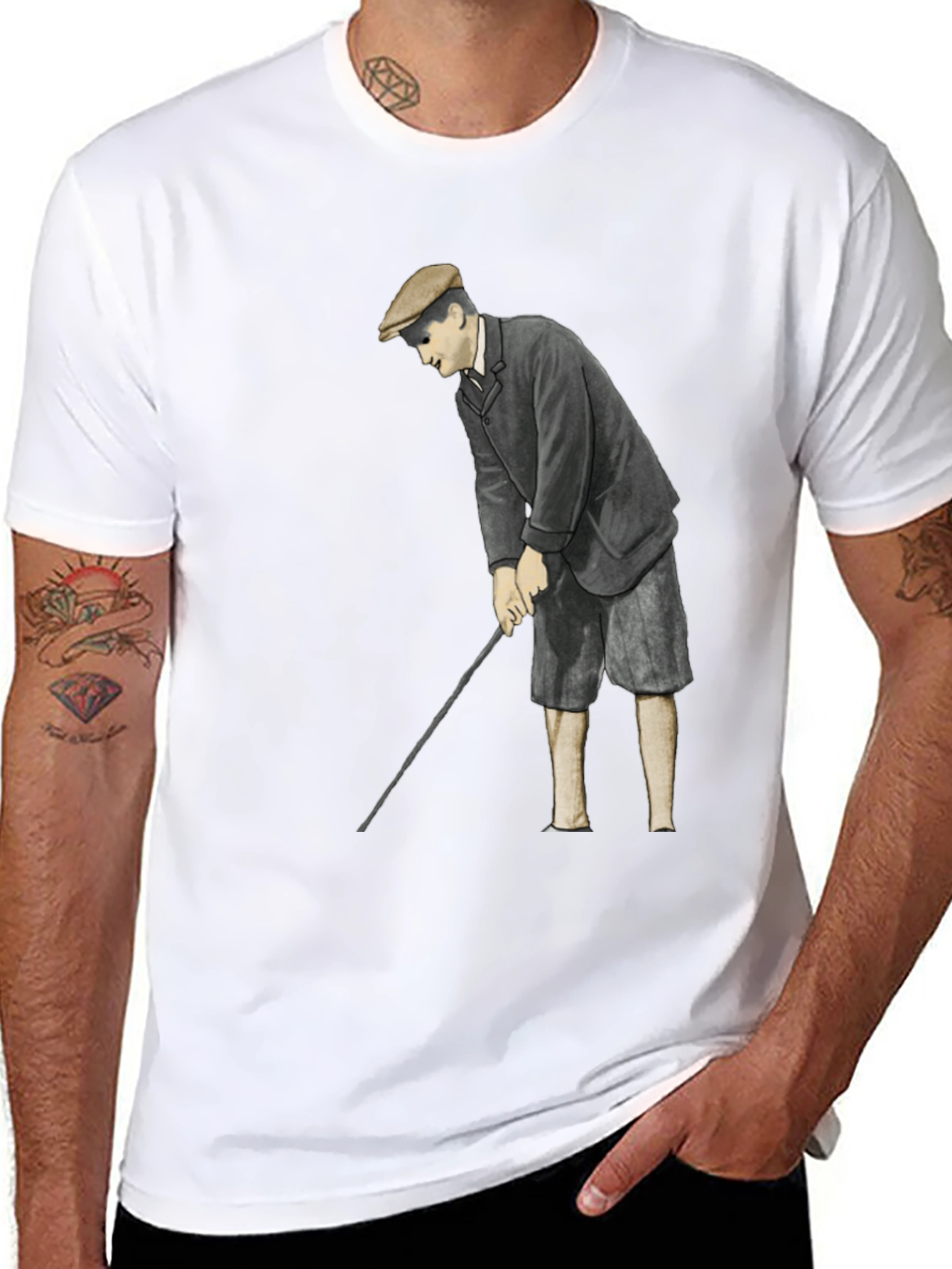 Black Vintage Golfer T-Shirt - Classic Style view 8