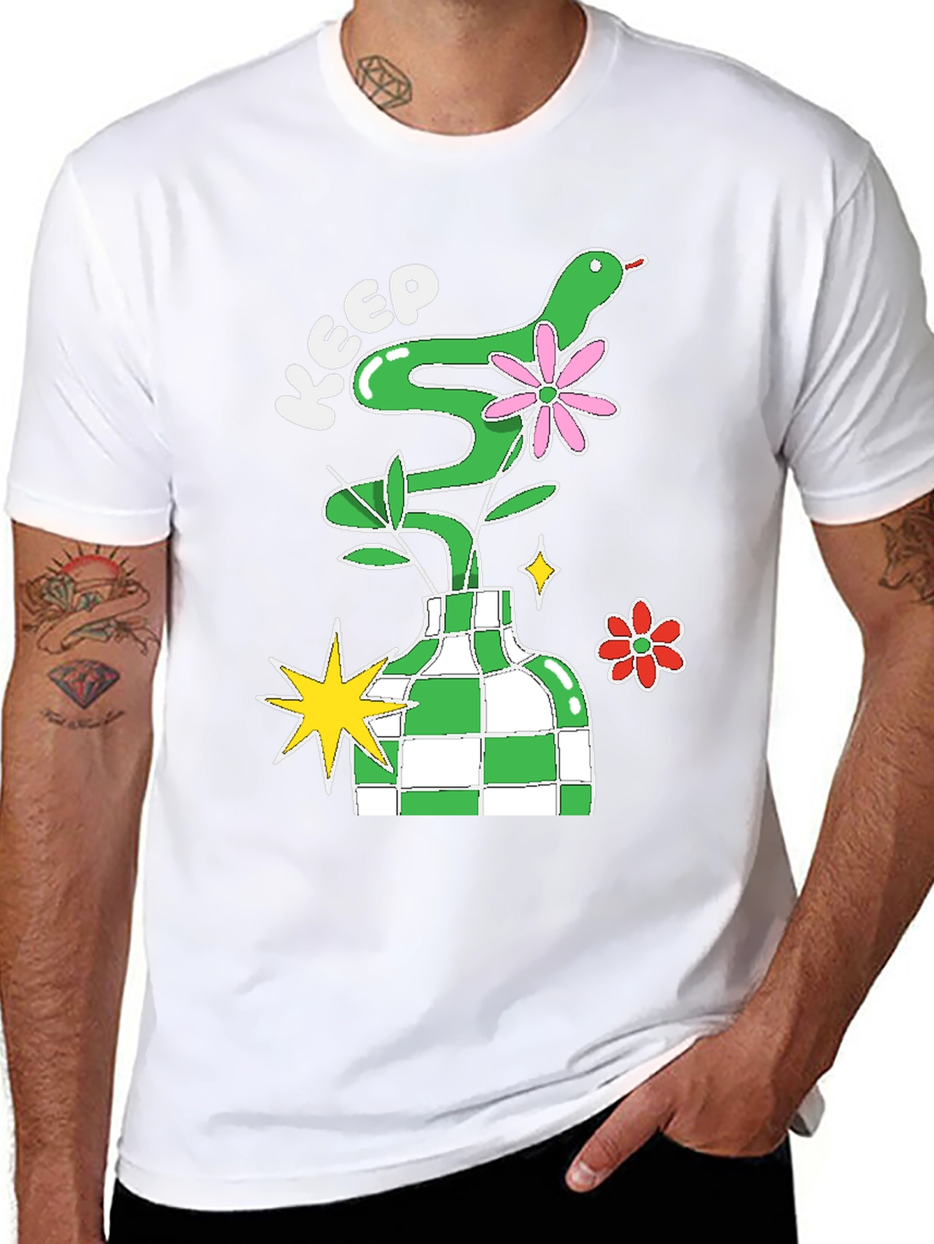 Black Keep Snake Plant Tee - Quirky Graphic T-Shirt view 8