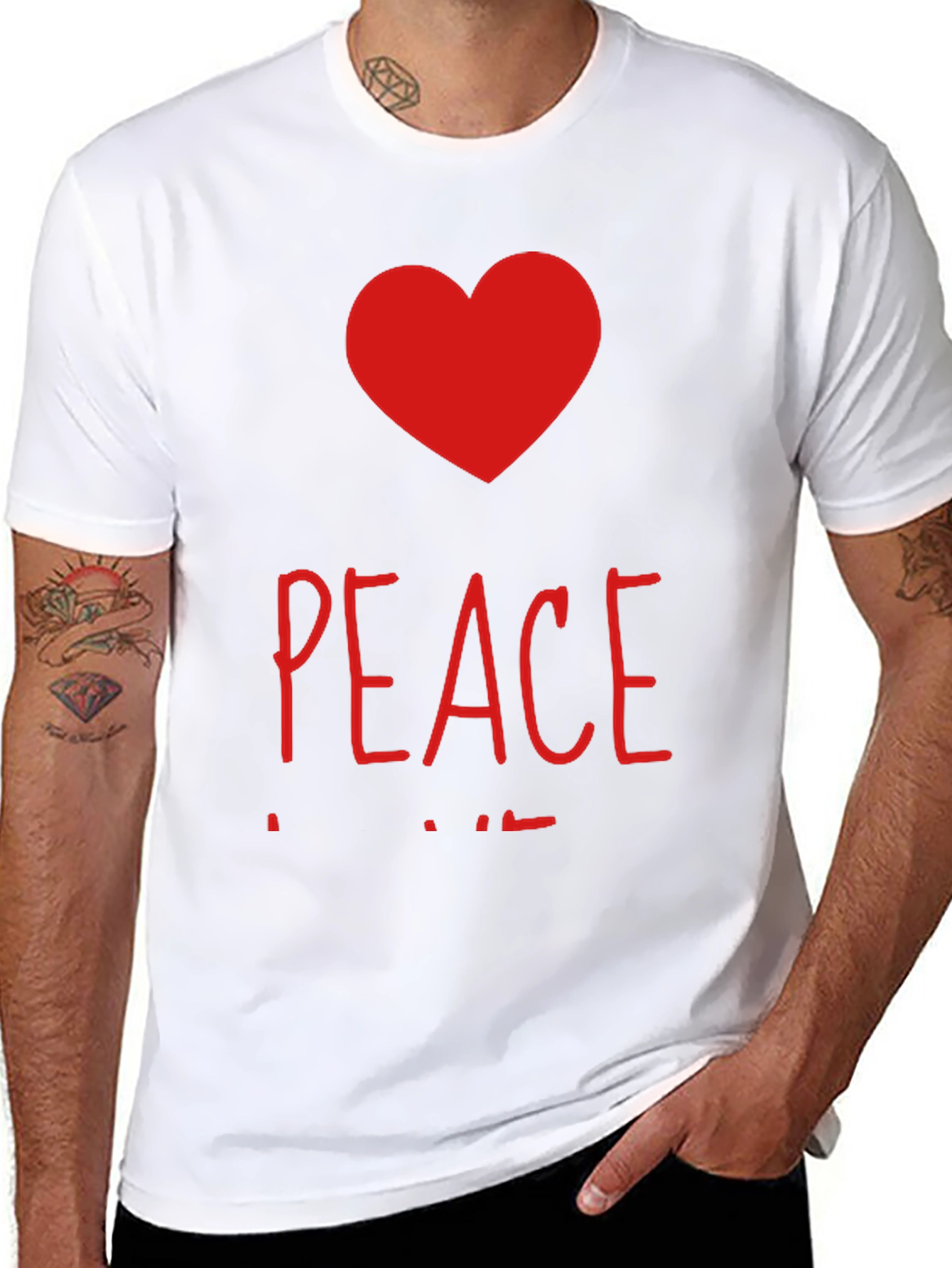 Black Peace and Love Graphic T-Shirt view 8