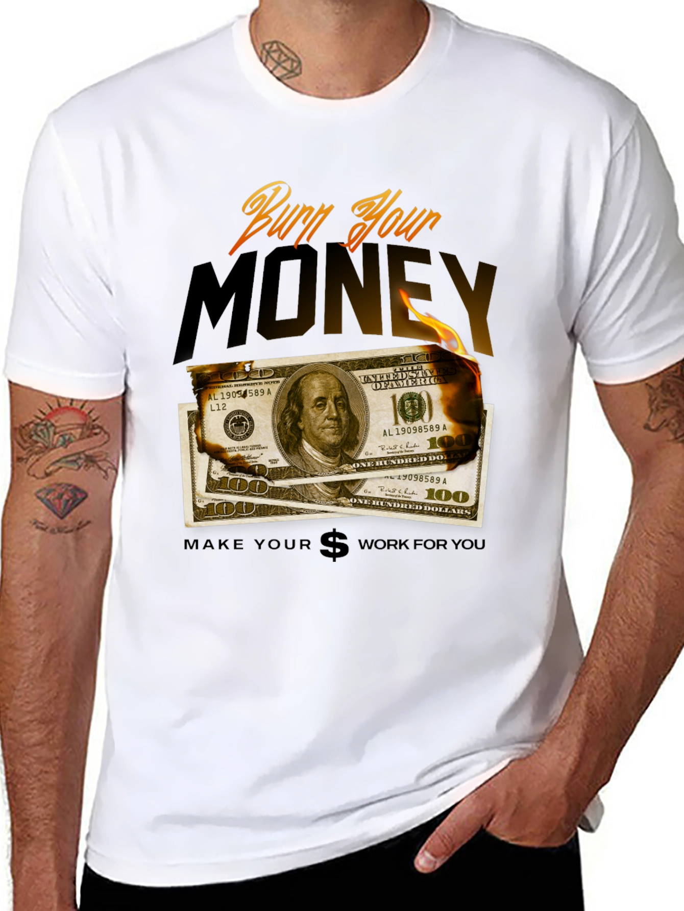 Black Burn Your Money Graphic Tee view 8