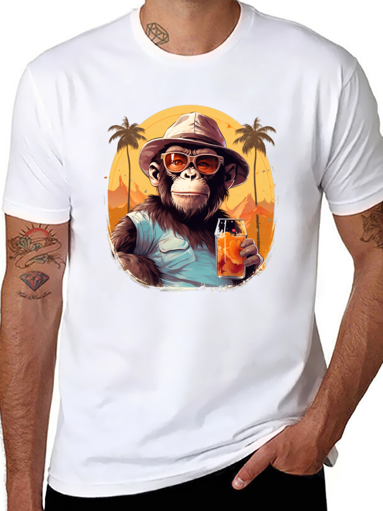 Black Tropical Monkey Graphic Tee - Vacation Vibes view 8