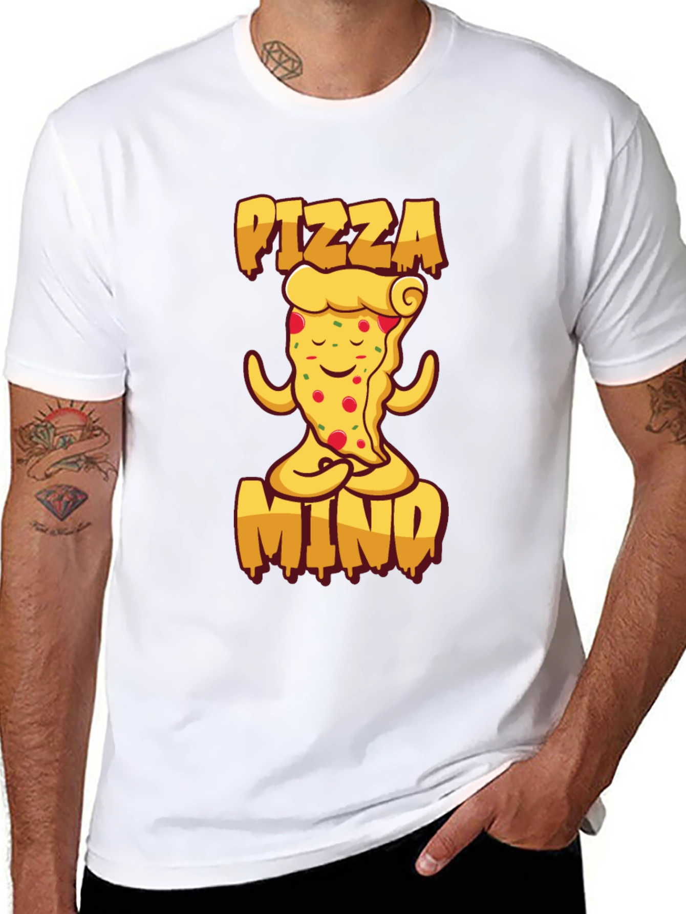 Black Pizza Mind Black T-Shirt for Men view 8