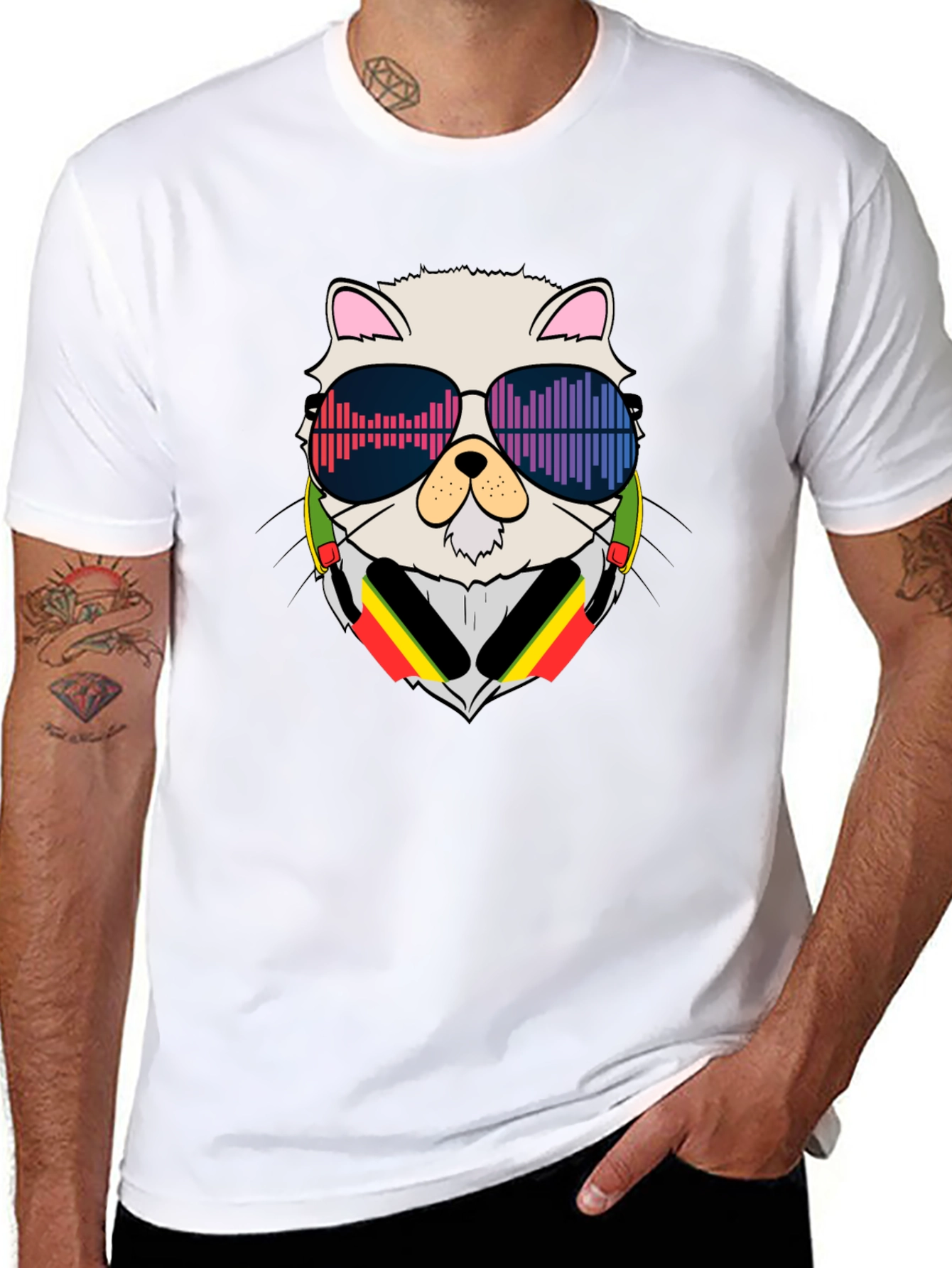 Black Cool Cat DJ Black T-Shirt view 8