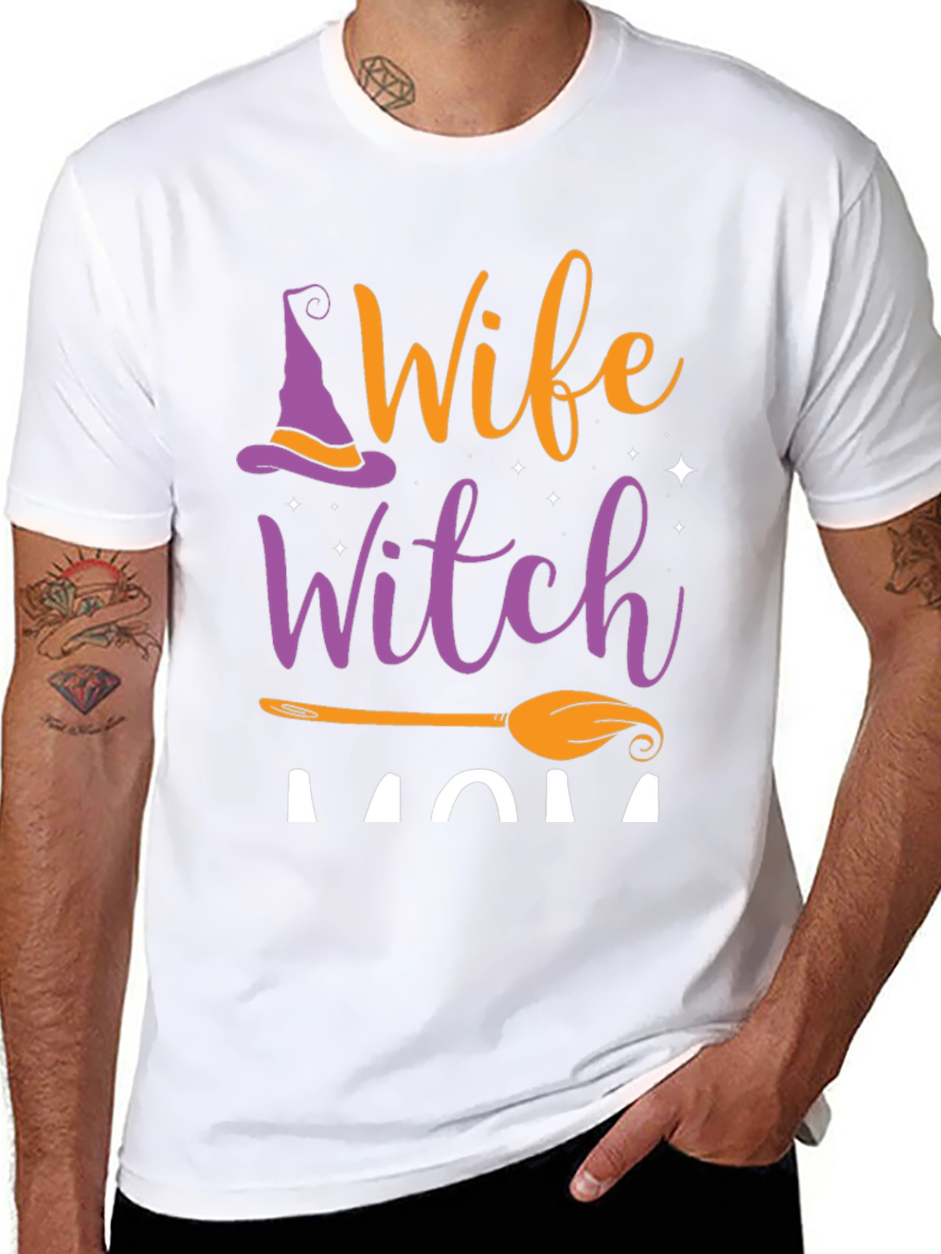 Black Wife Witch Mom Halloween T-Shirt view 8