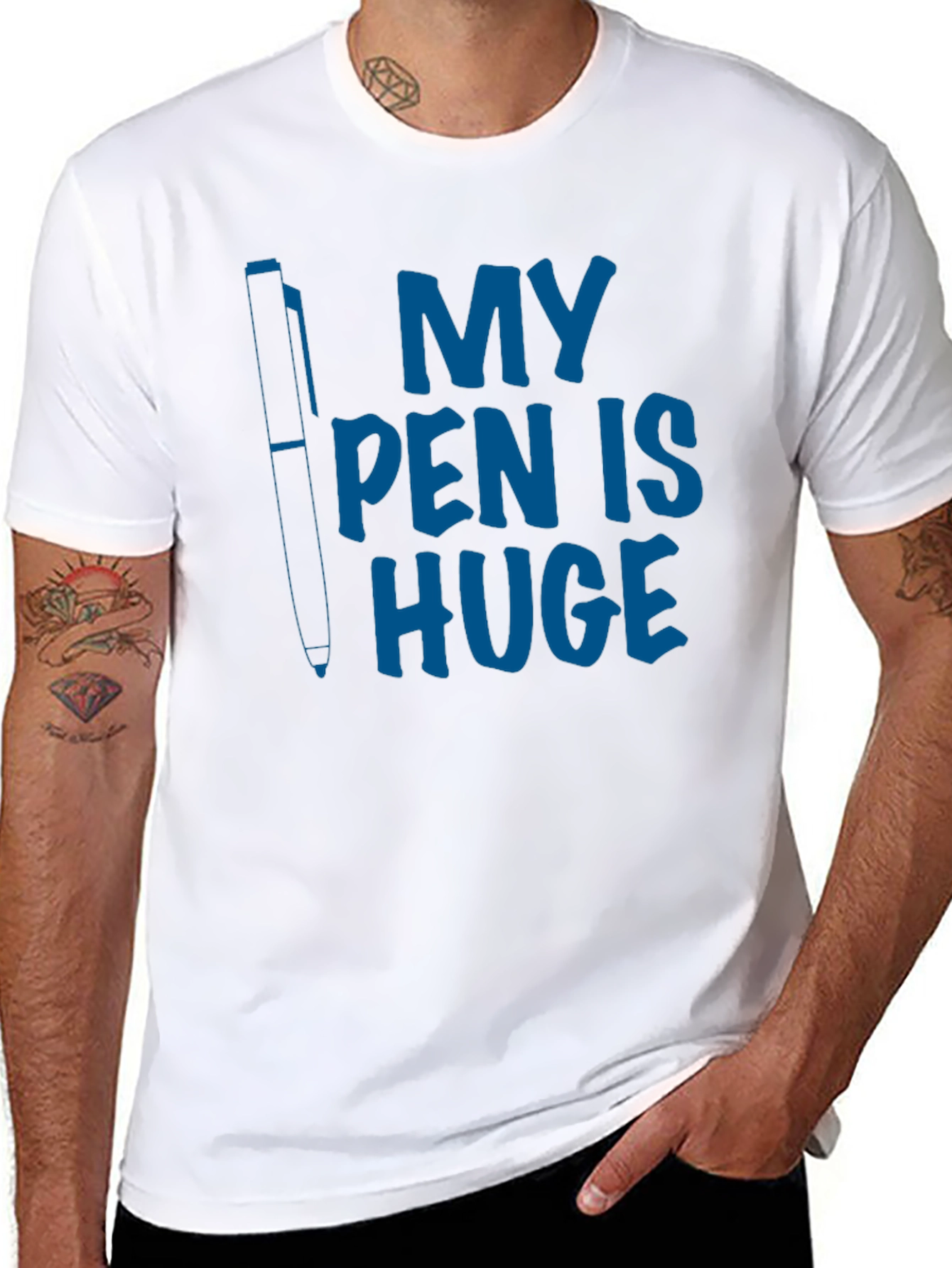 Black My Pen Is Huge Graphic Tee - Funny Novelty T-Shirt view 8