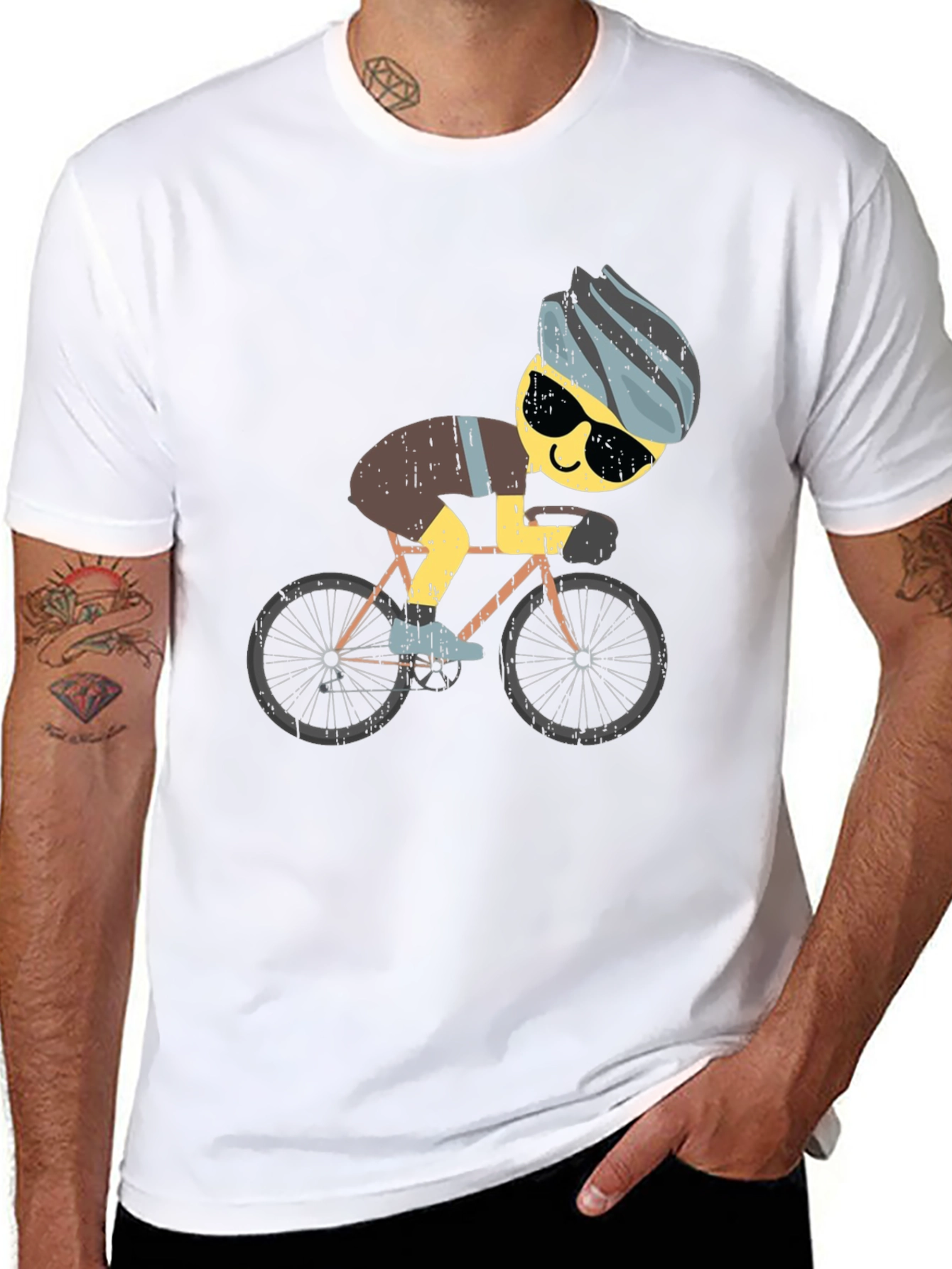 Black Funny Cyclist Graphic T-Shirt - Black view 8