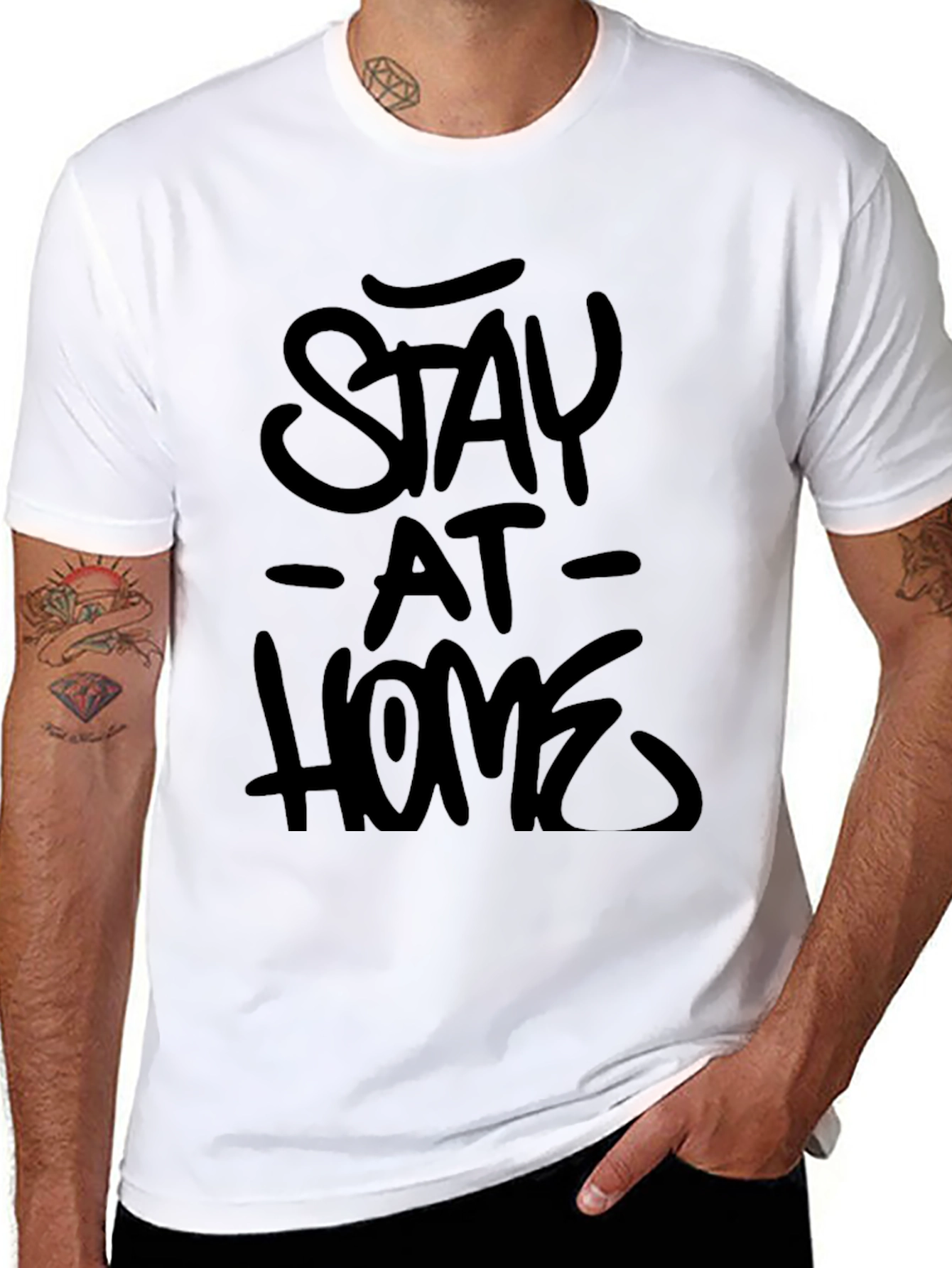 Black Stay at Home Black Graphic Tee view 8