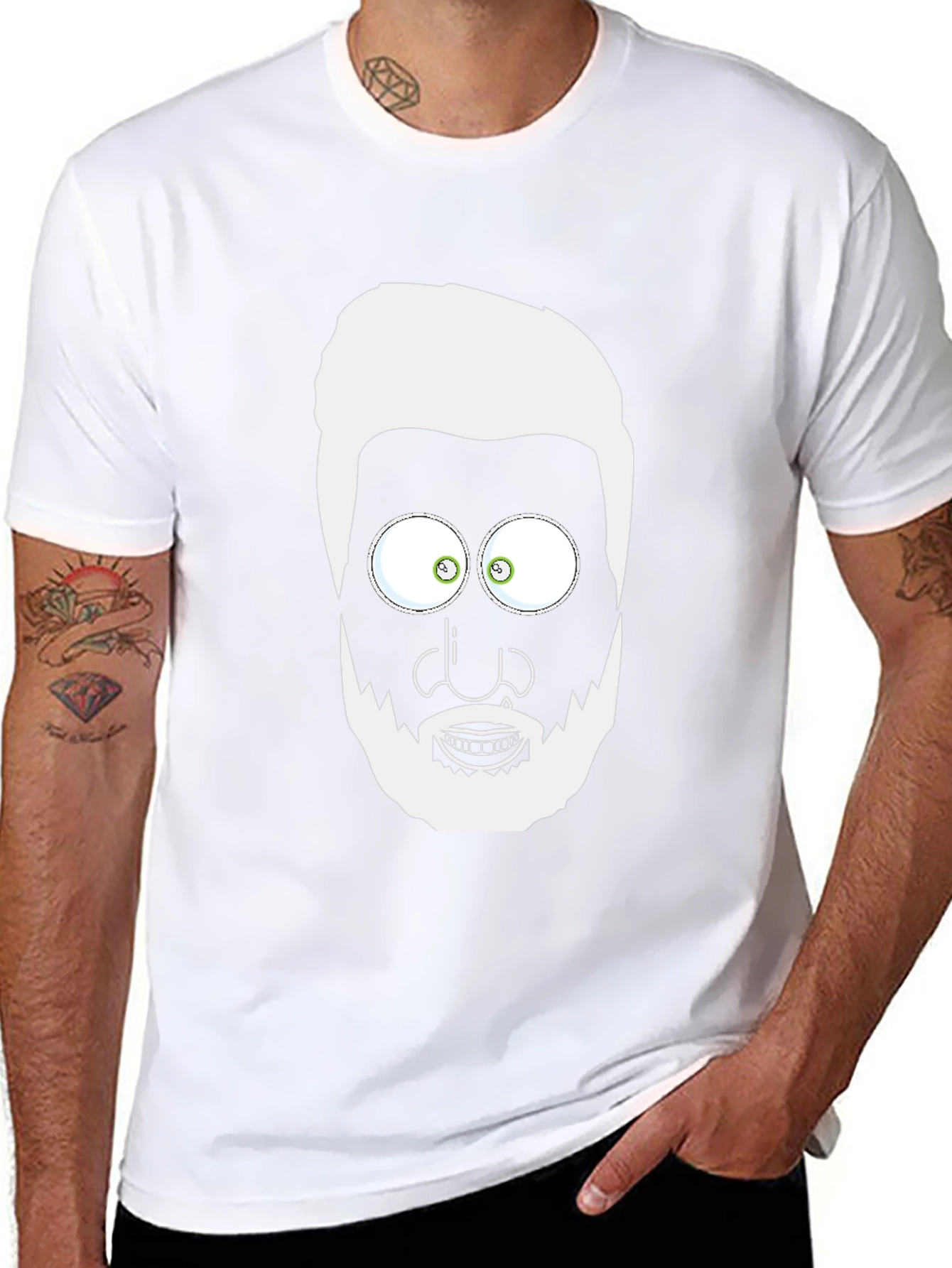 Black Cartoon Face Graphic T-Shirt - Men's Black Tee view 8