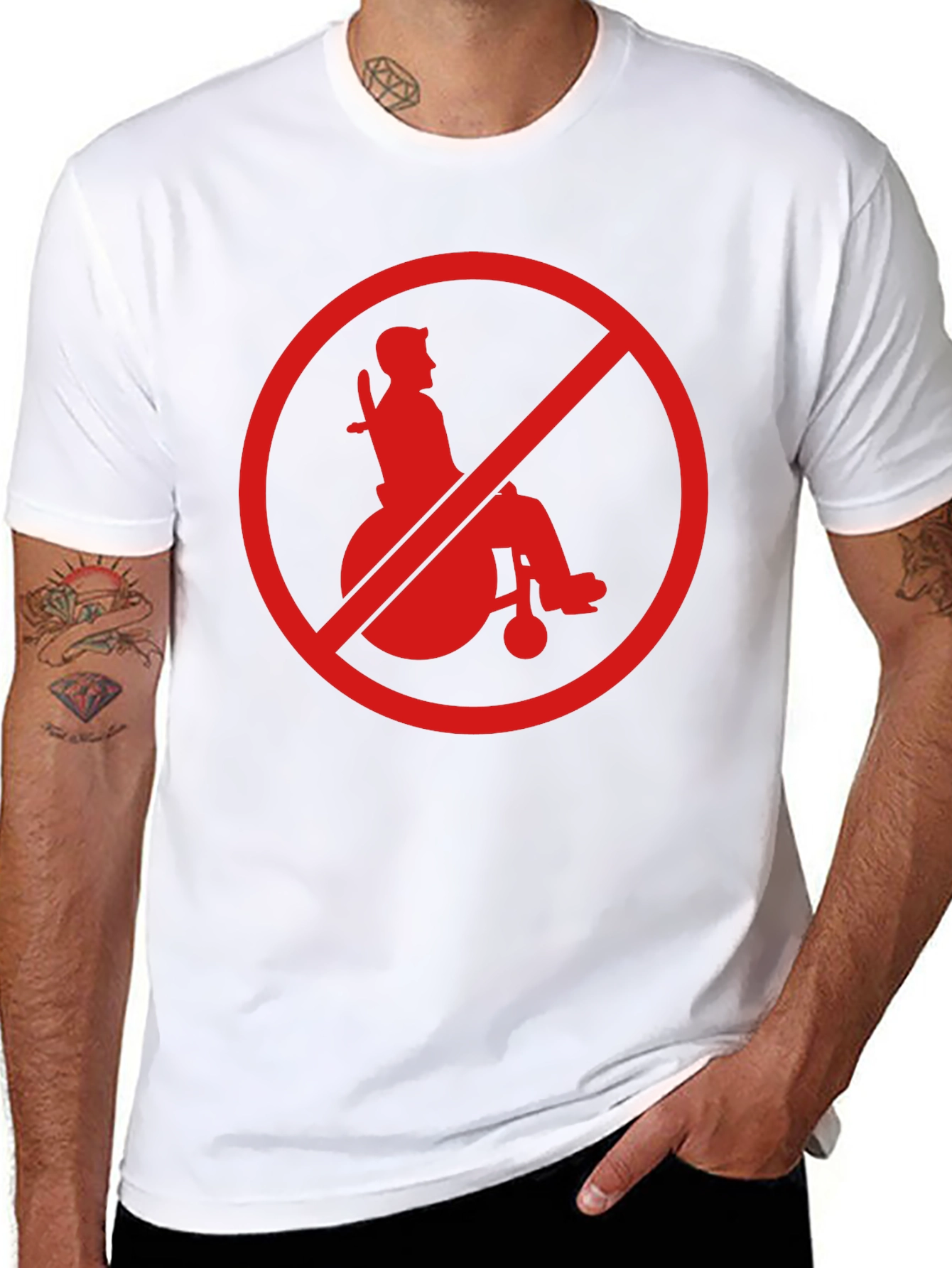 Black Edgy "No Wheelchair" Graphic T-Shirt view 8