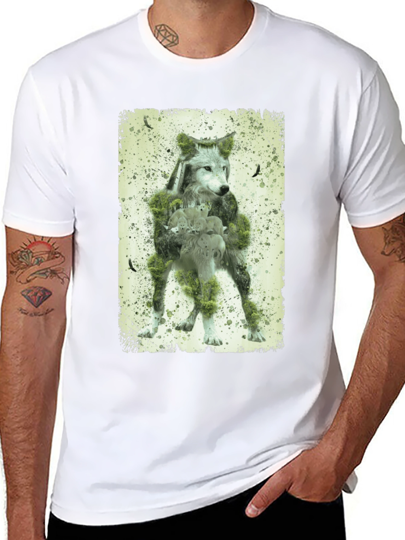 Wolf Forest Graphic T-Shirt - Nature Design Tee - 8