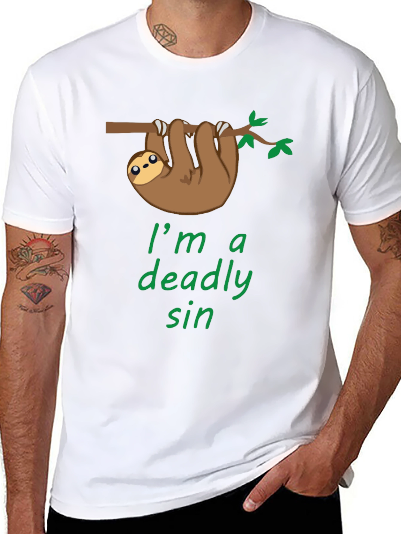 Black Sloth Deadly Sin Graphic Tee - Cute & Comfy! view 8