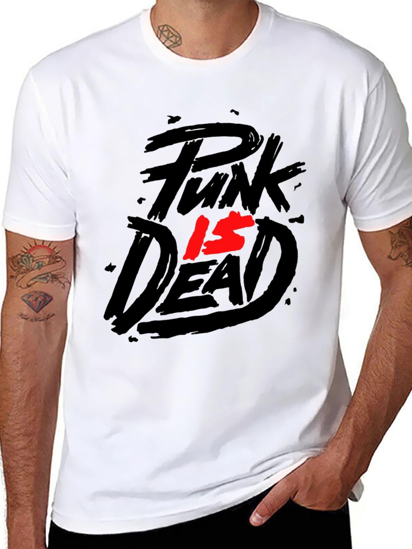 Black Punk Is Dead Graphic Tee - Black T-Shirt view 8