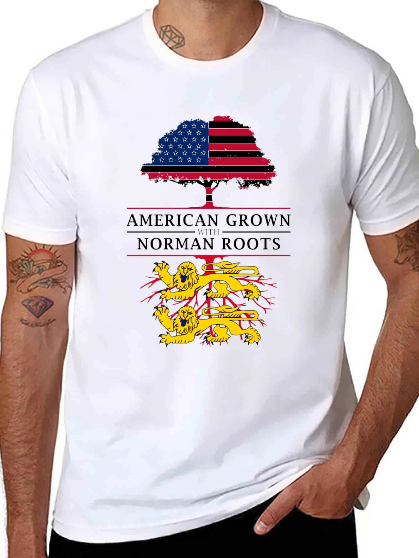 Black American Grown Norman Roots T-Shirt view 8