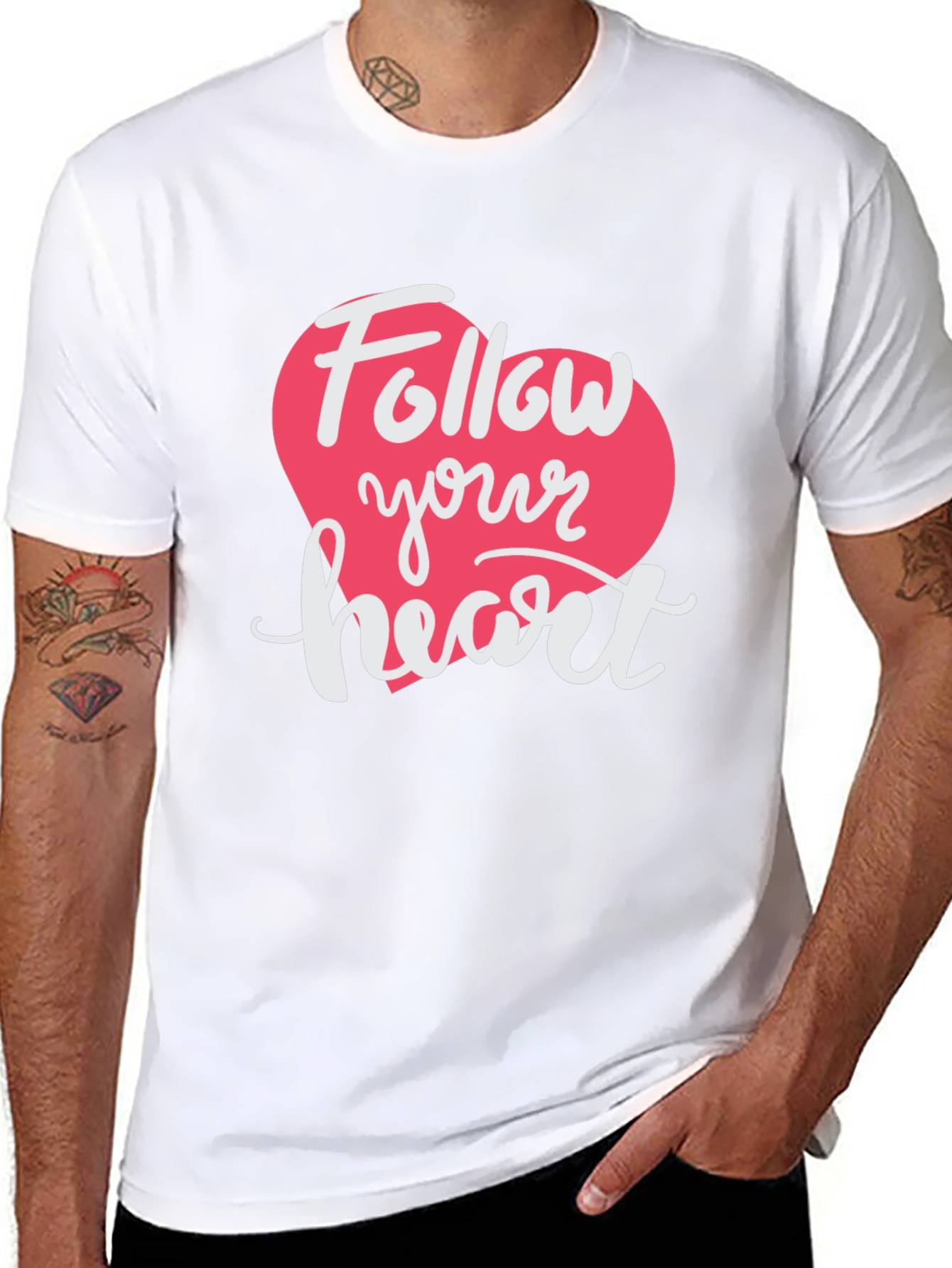 Black Follow Your Heart Black Graphic T-Shirt view 8